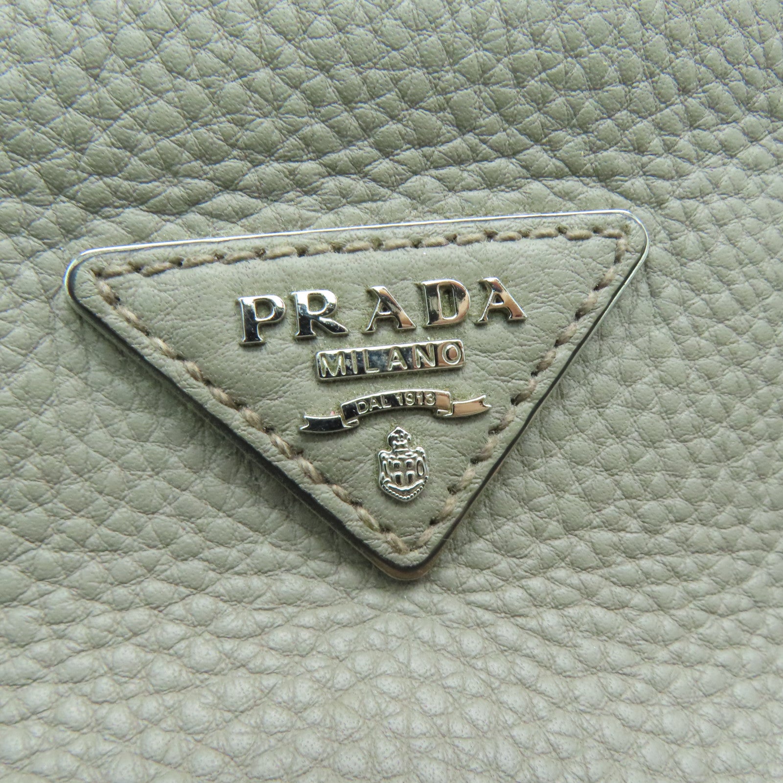 PRADA cowhide leather Shoulder Bag silver buckle handle bag / shoulder bag gray