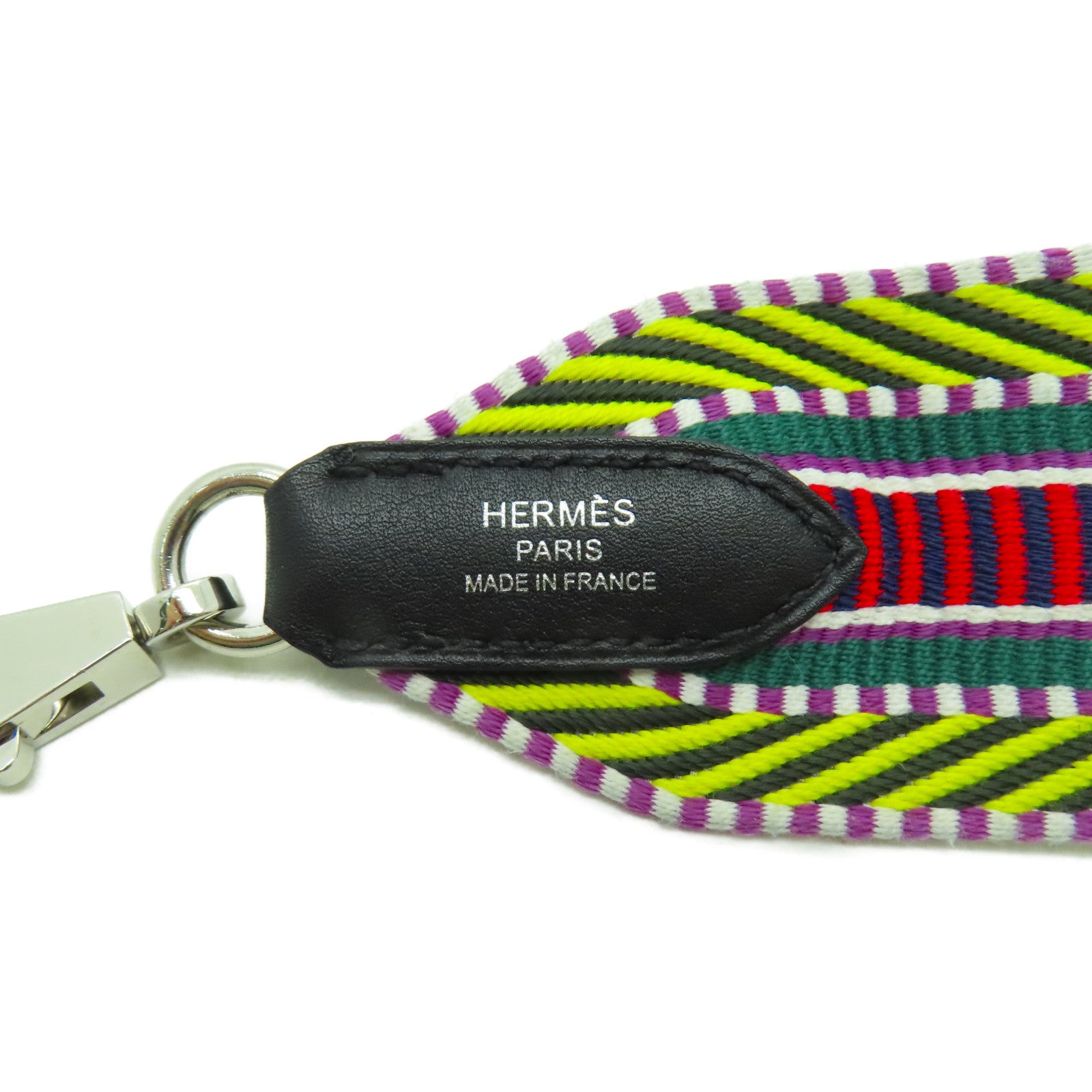 HERMES 帆布Shoulder Strap銀扣肩背帶彩色