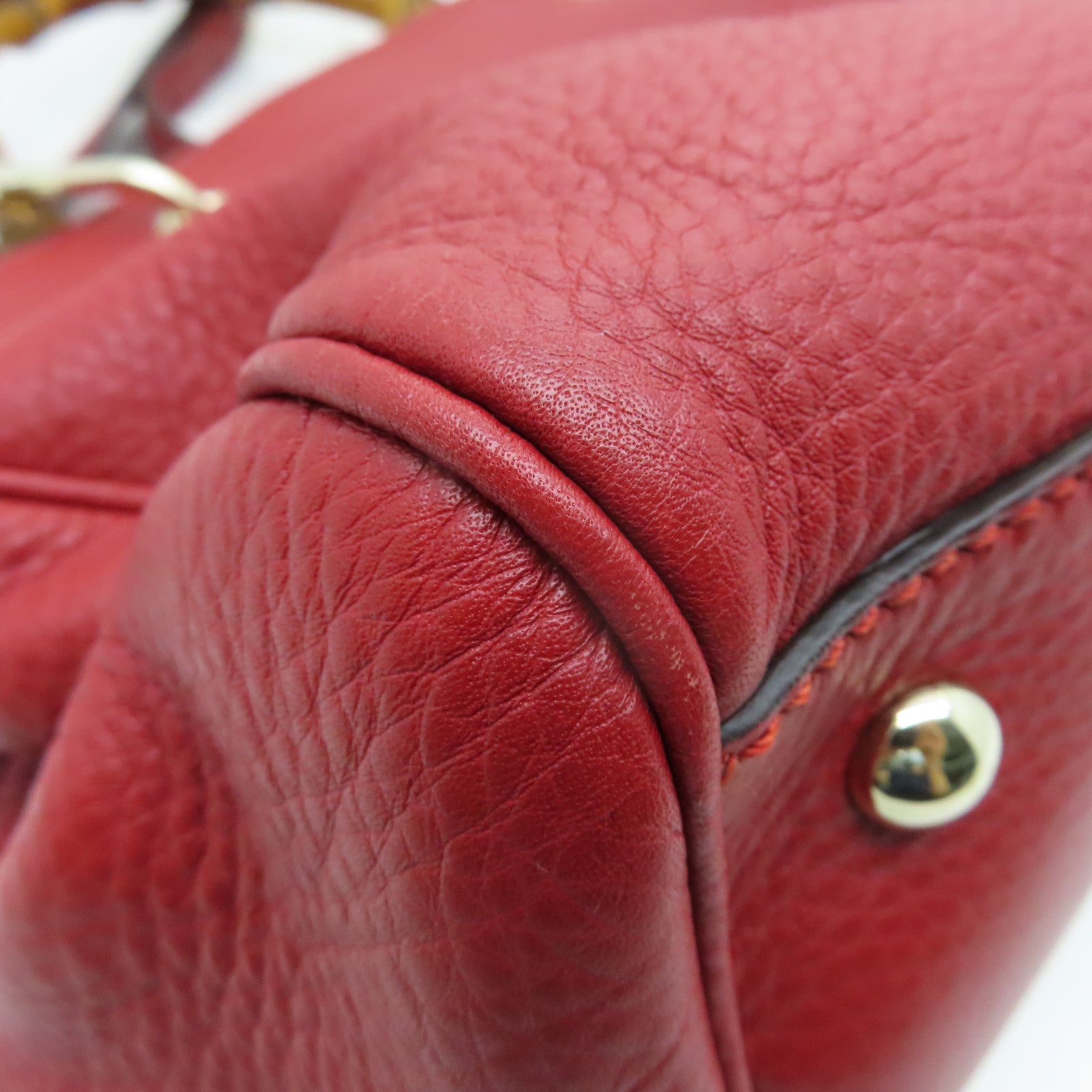 GUCCI 【激減優惠】牛皮皮革2 Way Shoulder Bag銀扣手挽肩背兩用袋紅色