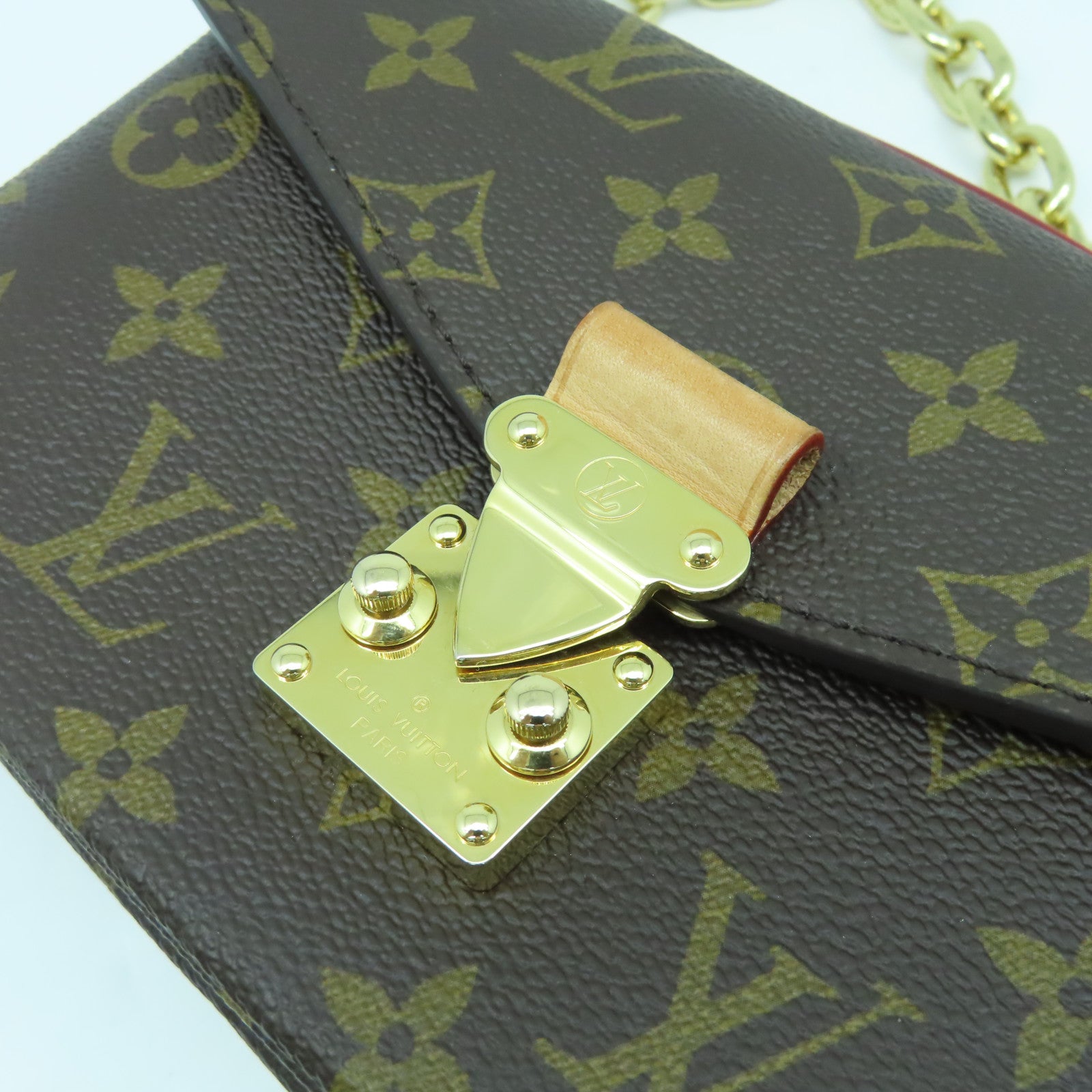 LOUIS VUITTON Monogram Pochette Metis East West金扣鏈帶手挽肩背兩用袋啡色