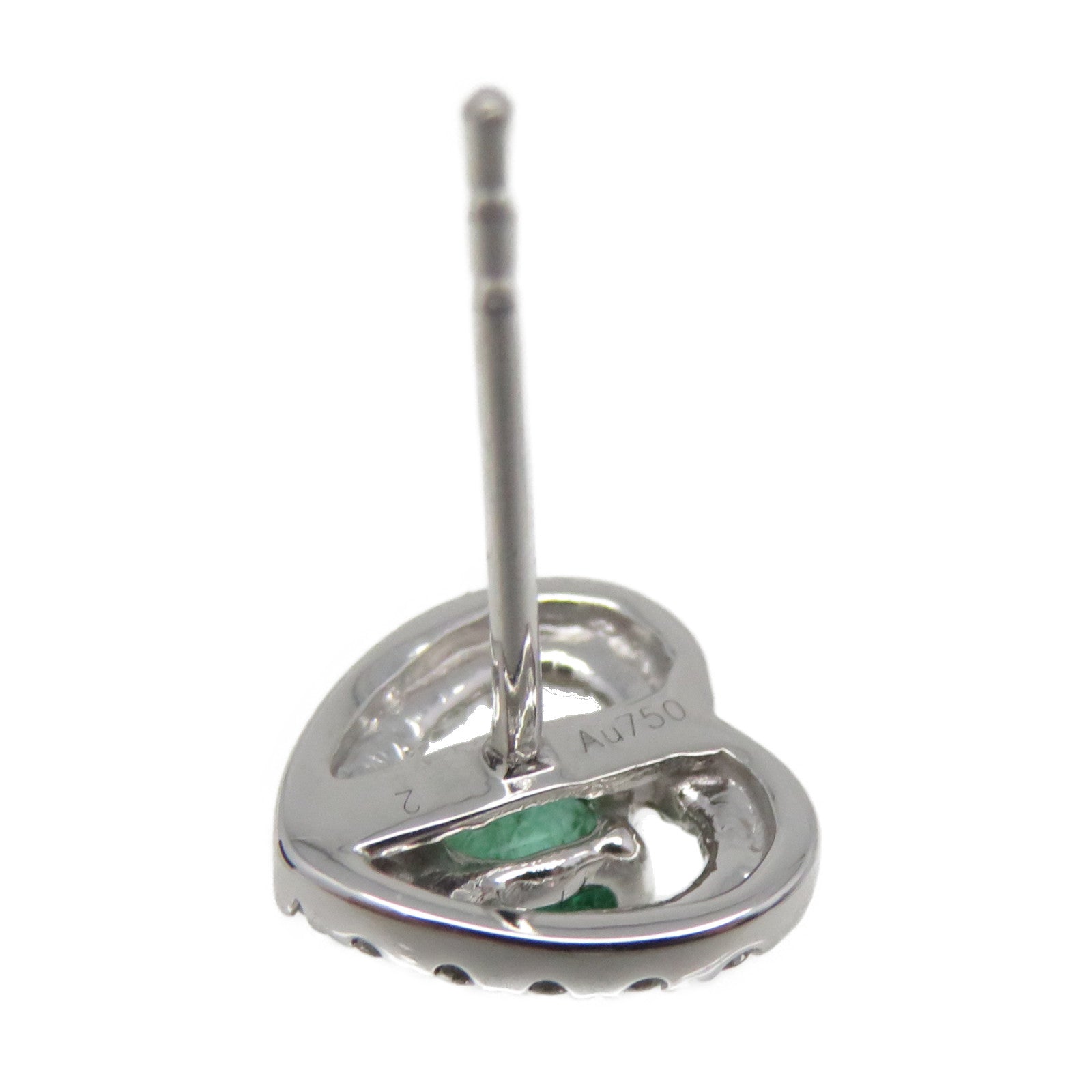 JEWELRY 18K White Gold/0.326ct Emerald/0.336ct Diamond Emerald Earrings