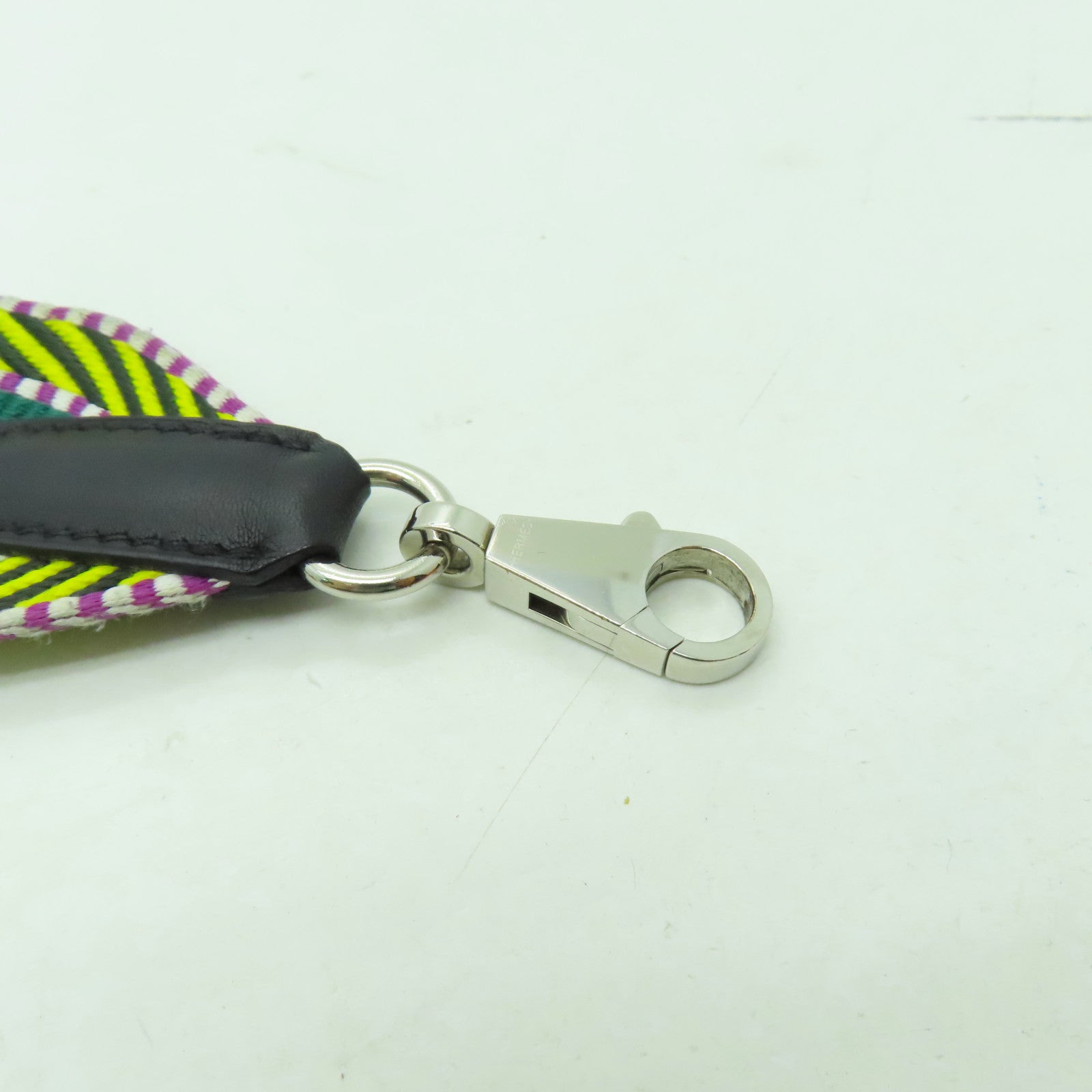 HERMES 帆布Shoulder Strap銀扣肩背帶彩色