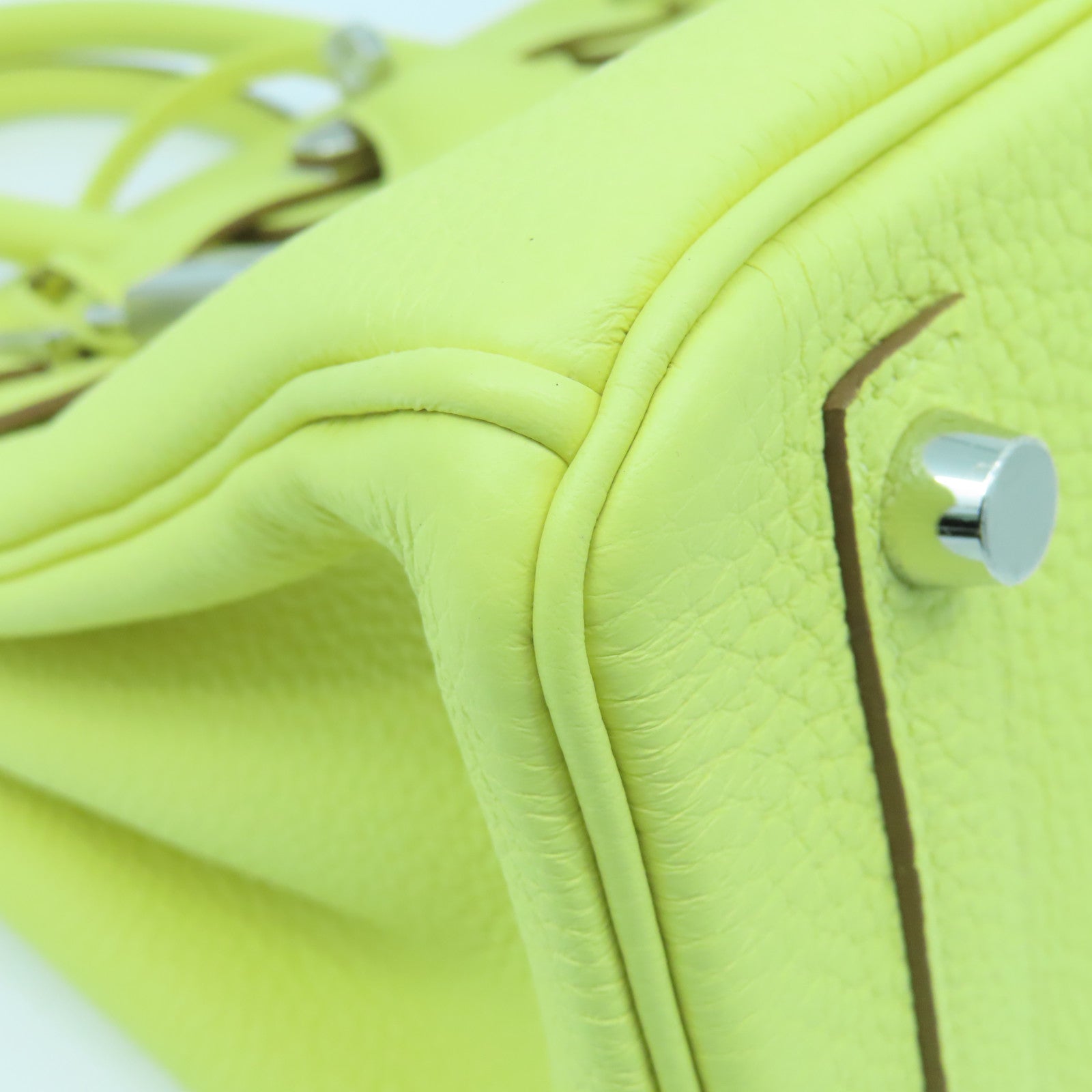 HERMES Togo皮革Birkin 25银扣手挽袋Jaune Poussin黄色