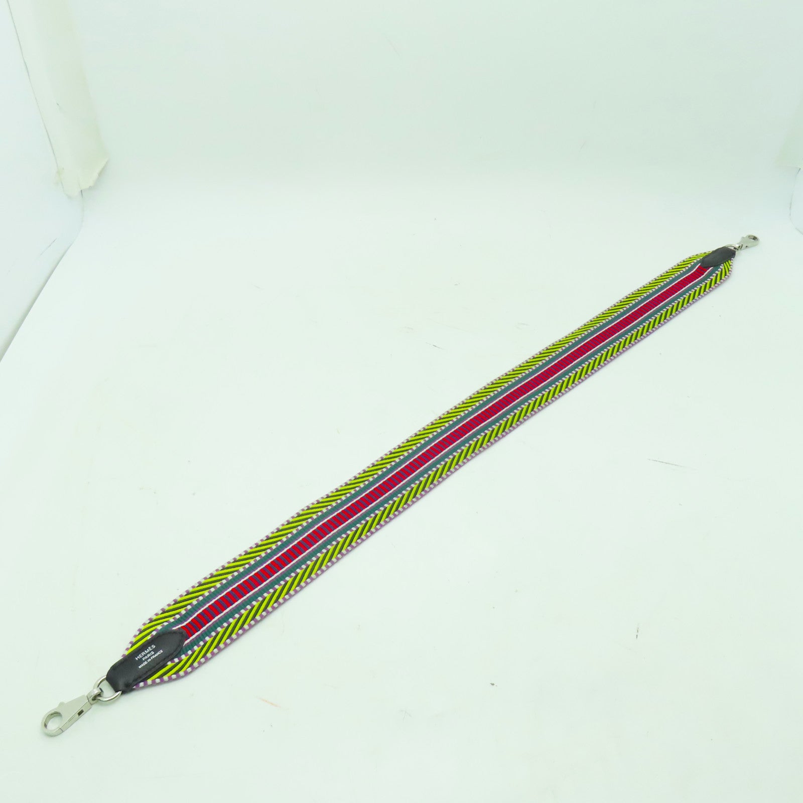 HERMES 帆布Shoulder Strap銀扣肩背帶彩色