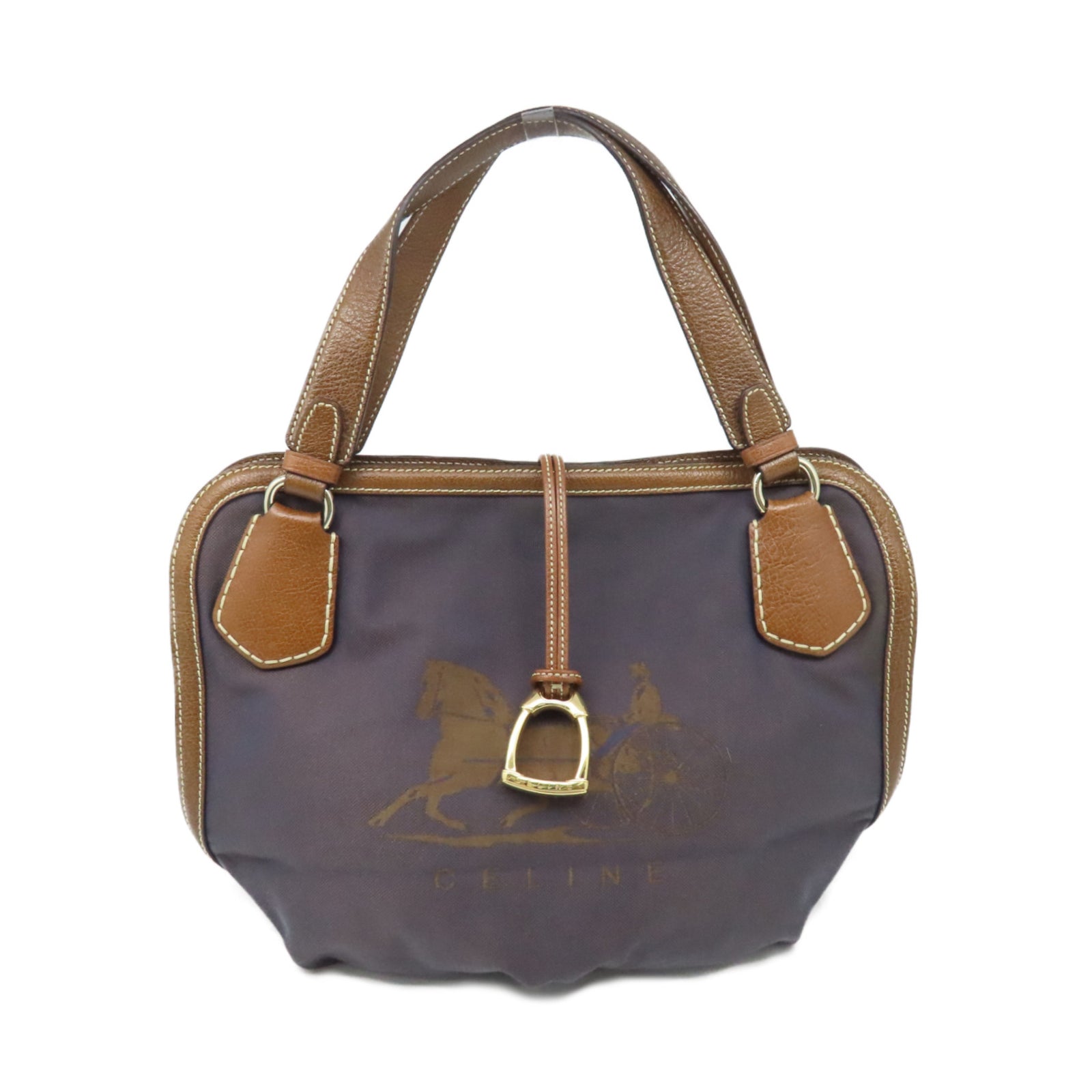 CELINE 帆布Shoulder Bag銀扣肩背袋深藍色
