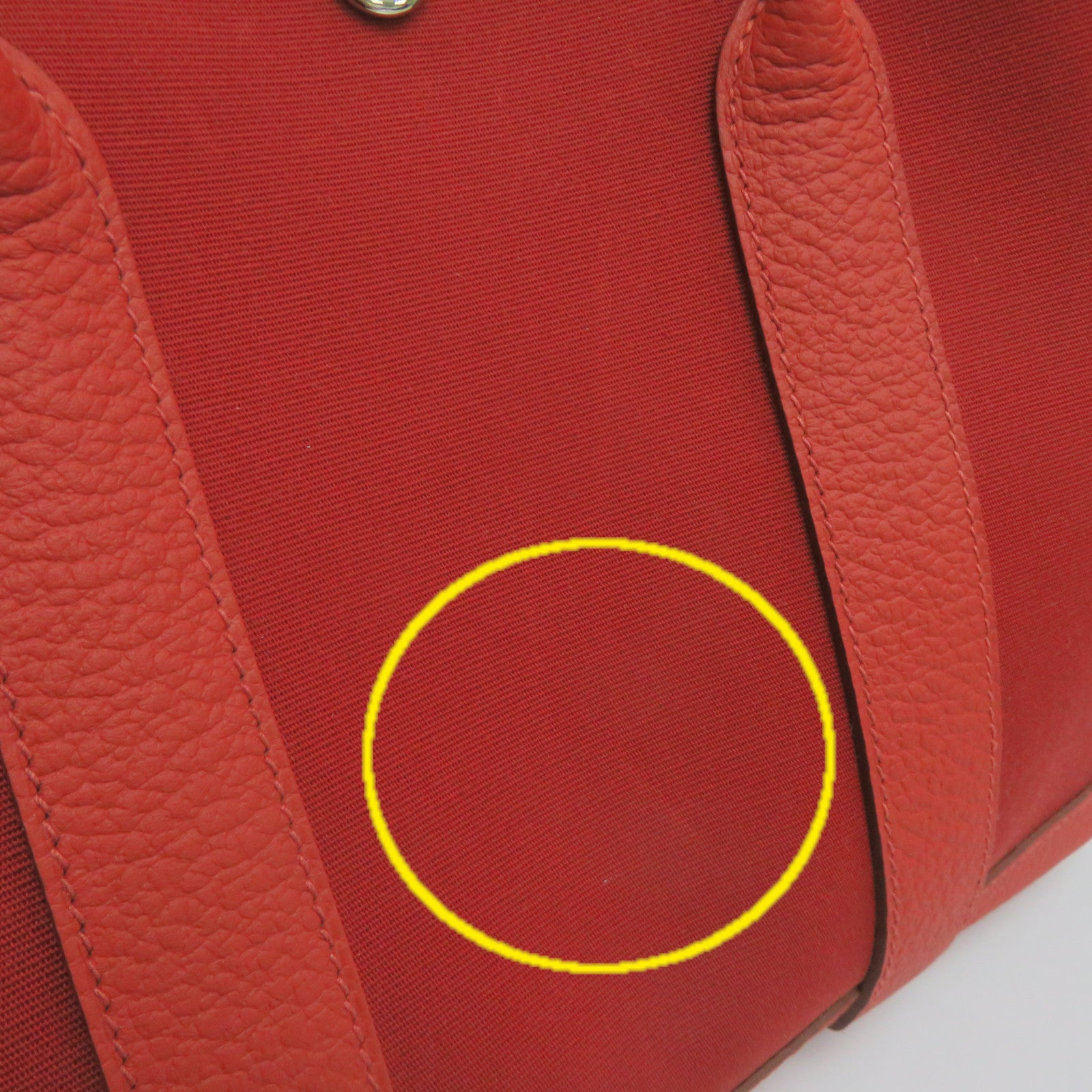 HERMES 帆布Garden Party TPM Tote Bag銀扣手挽袋橙紅色
