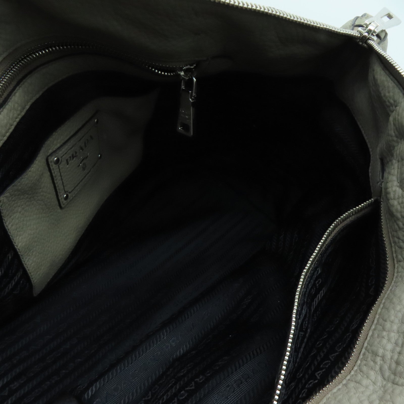 PRADA cowhide leather Shoulder Bag silver buckle handle bag / shoulder bag gray