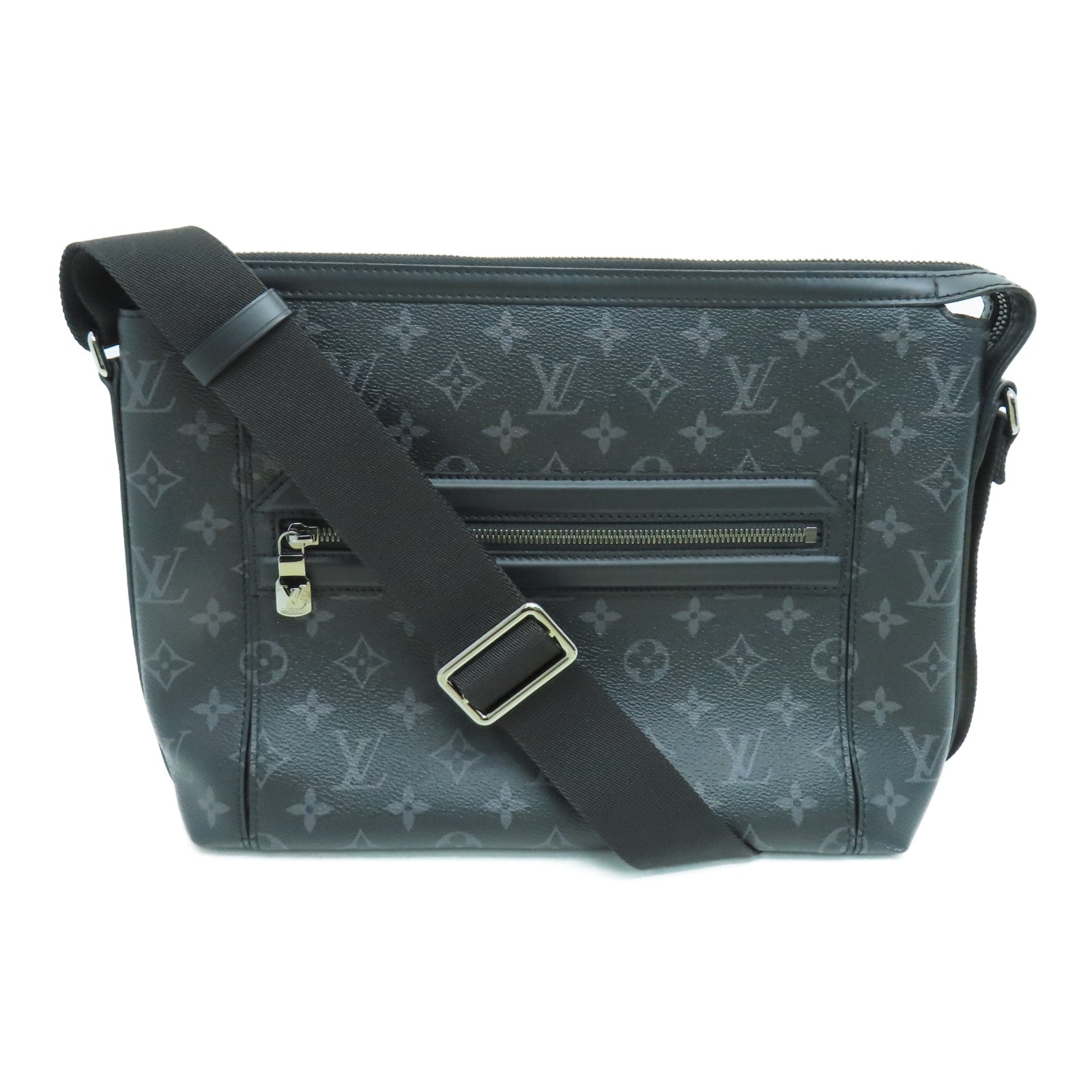 LOUIS VUITTON Monogarm Eclipse Odyssey銀扣肩背袋黑色