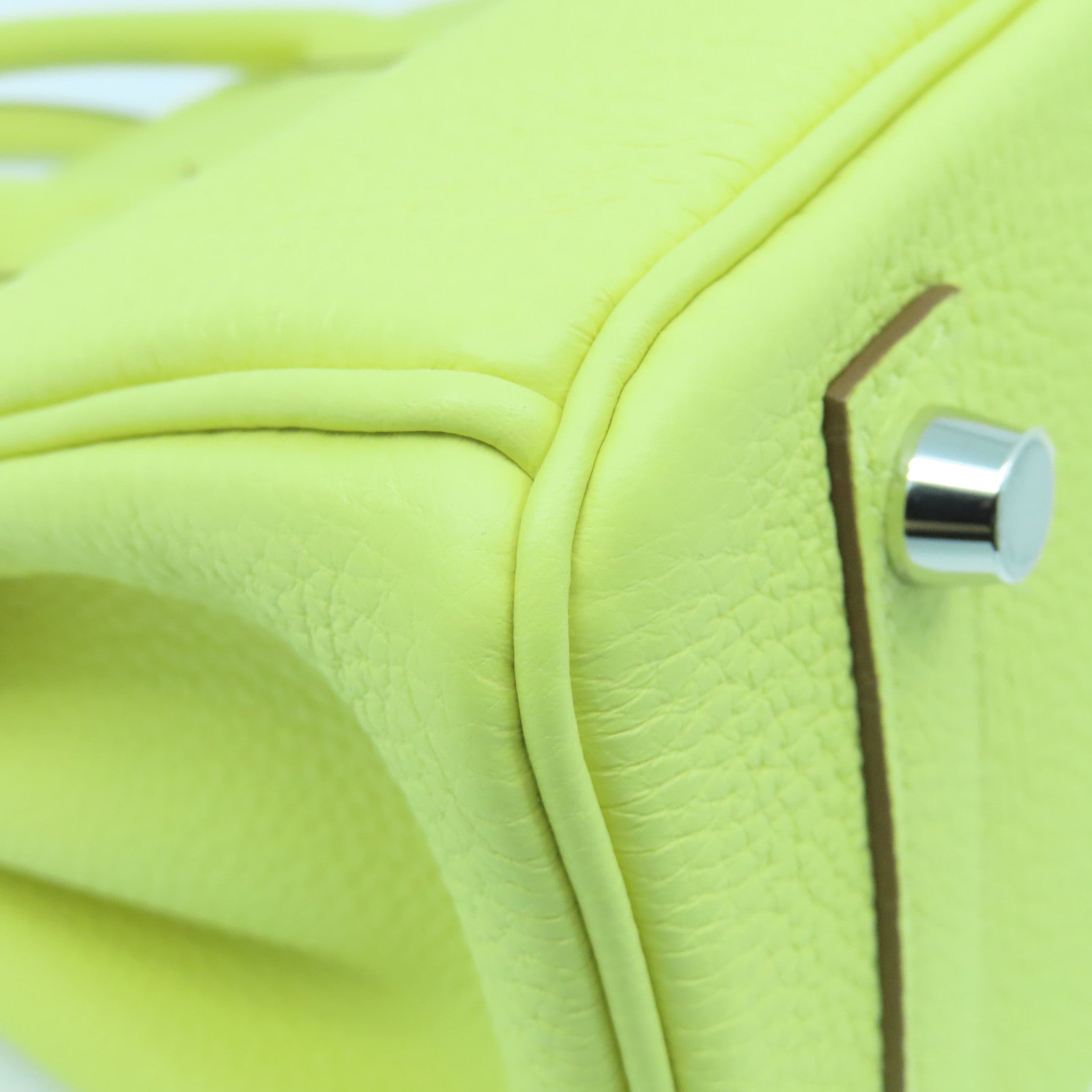 HERMES Togo皮革Birkin 25银扣手挽袋Jaune Poussin黄色