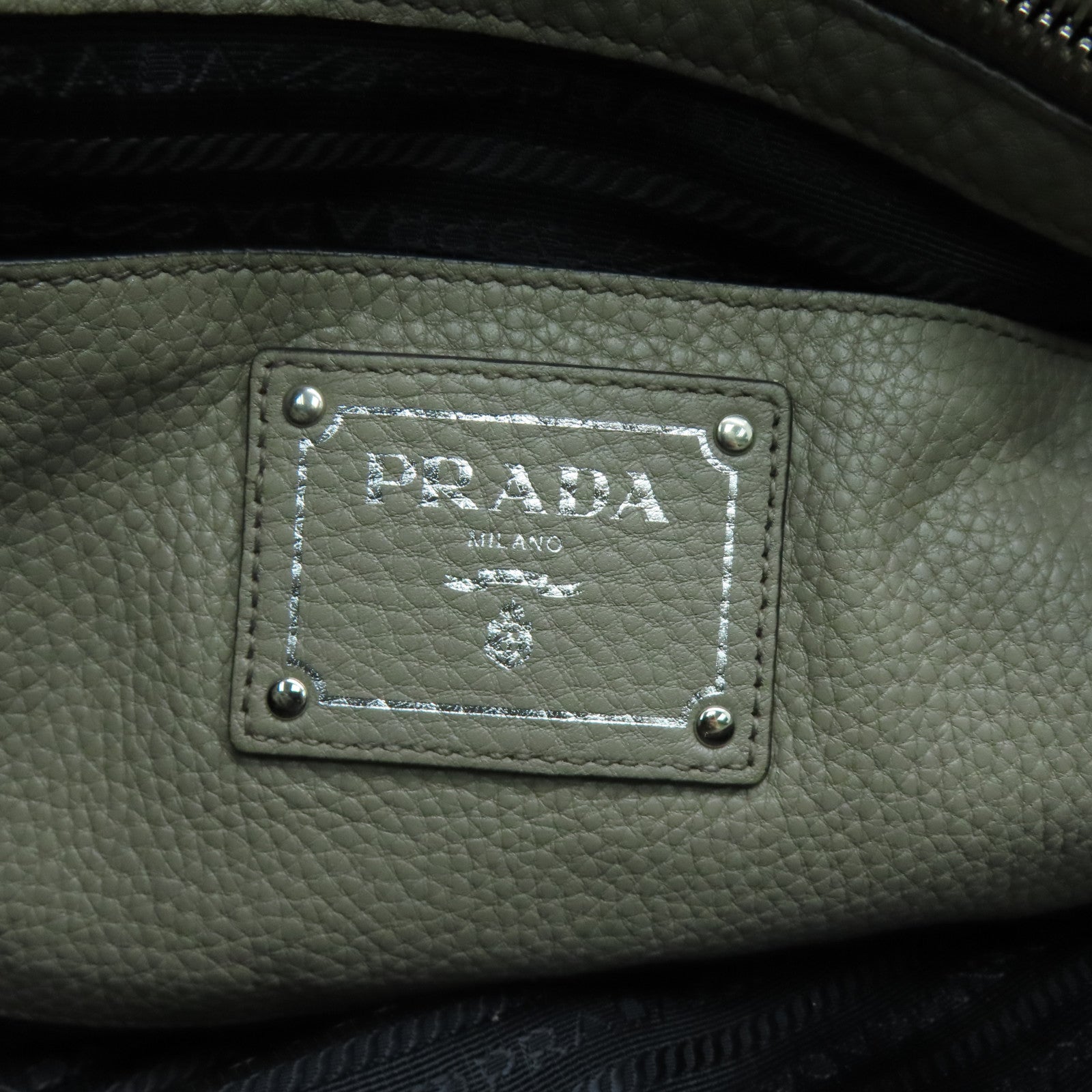 PRADA cowhide leather Shoulder Bag silver buckle handle bag / shoulder bag gray