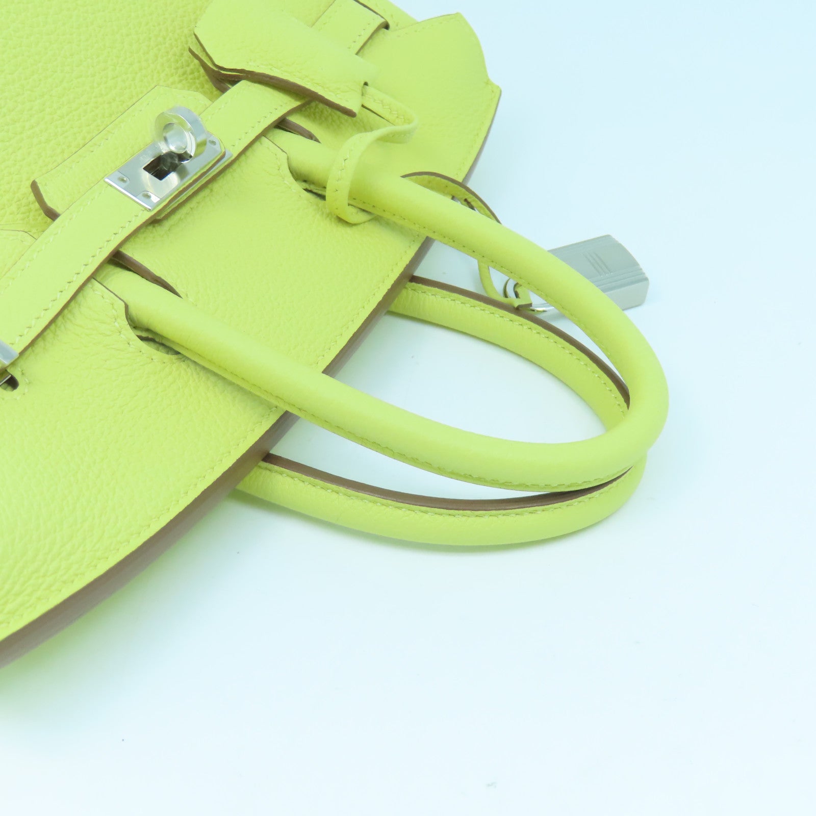 HERMES Togo皮革Birkin 25银扣手挽袋Jaune Poussin黄色