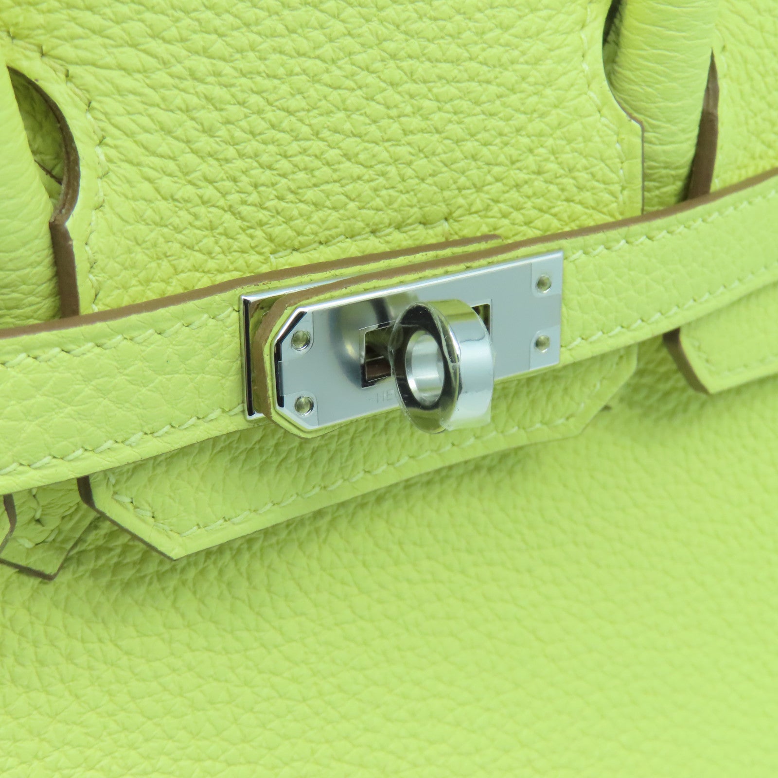 HERMES Togo皮革Birkin 25银扣手挽袋Jaune Poussin黄色