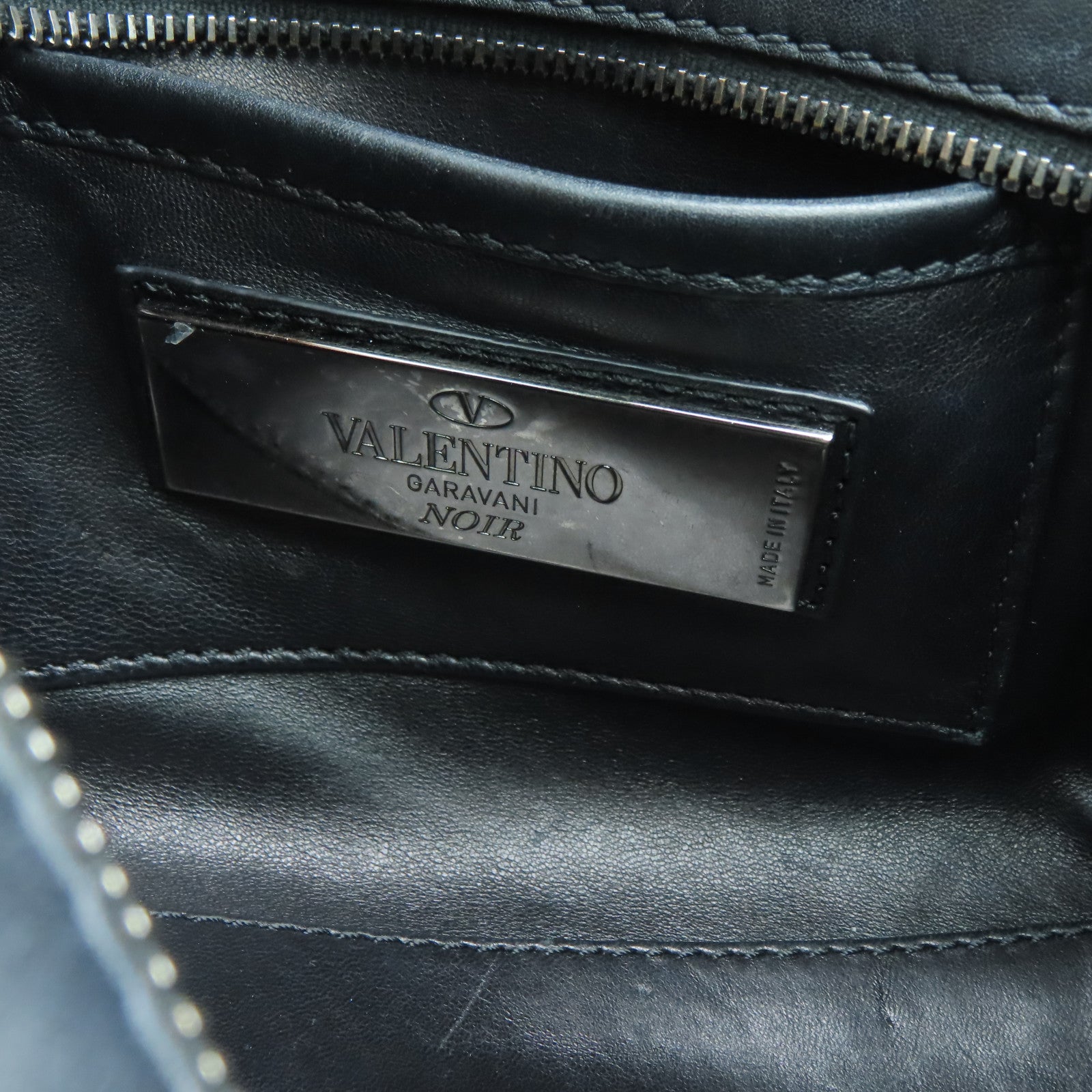 Valentino 牛皮皮革2way Shoulder Bag银扣手挽肩背两用袋黑色