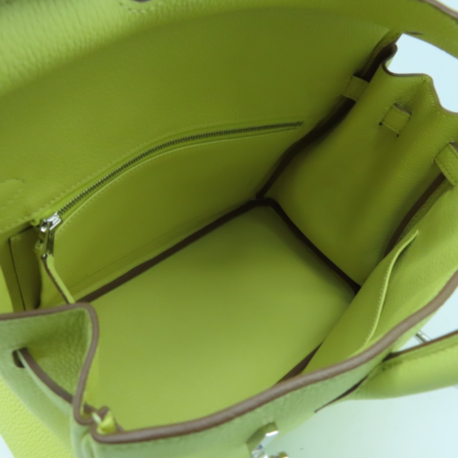 HERMES Togo皮革Birkin 25银扣手挽袋Jaune Poussin黄色