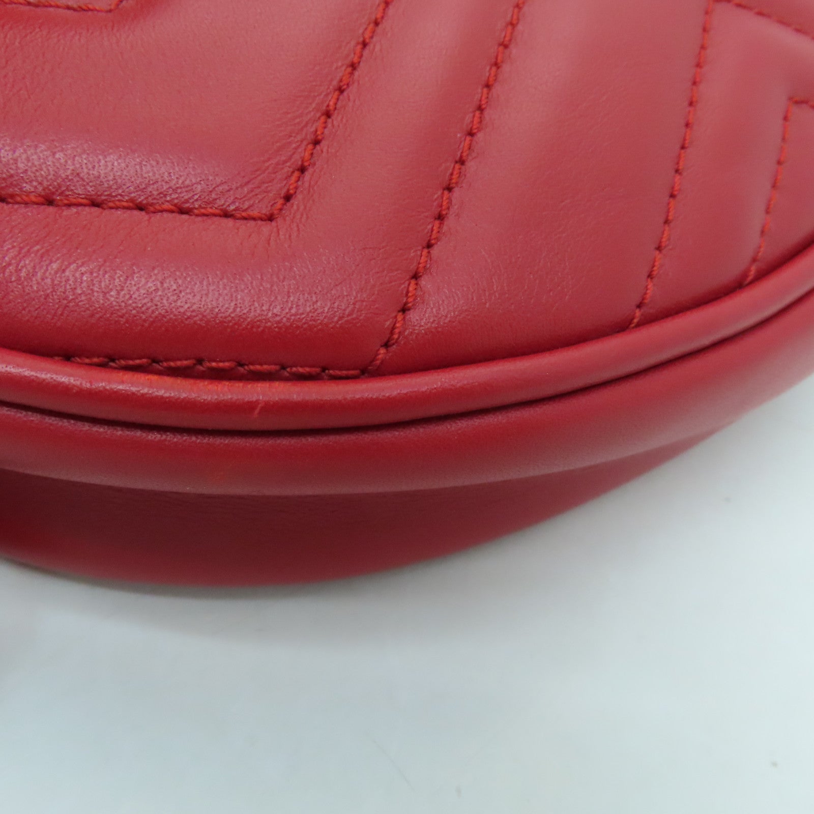 GUCCI 【激減優惠】斜紋牛皮皮革GG Marmont金扣腰包紅色