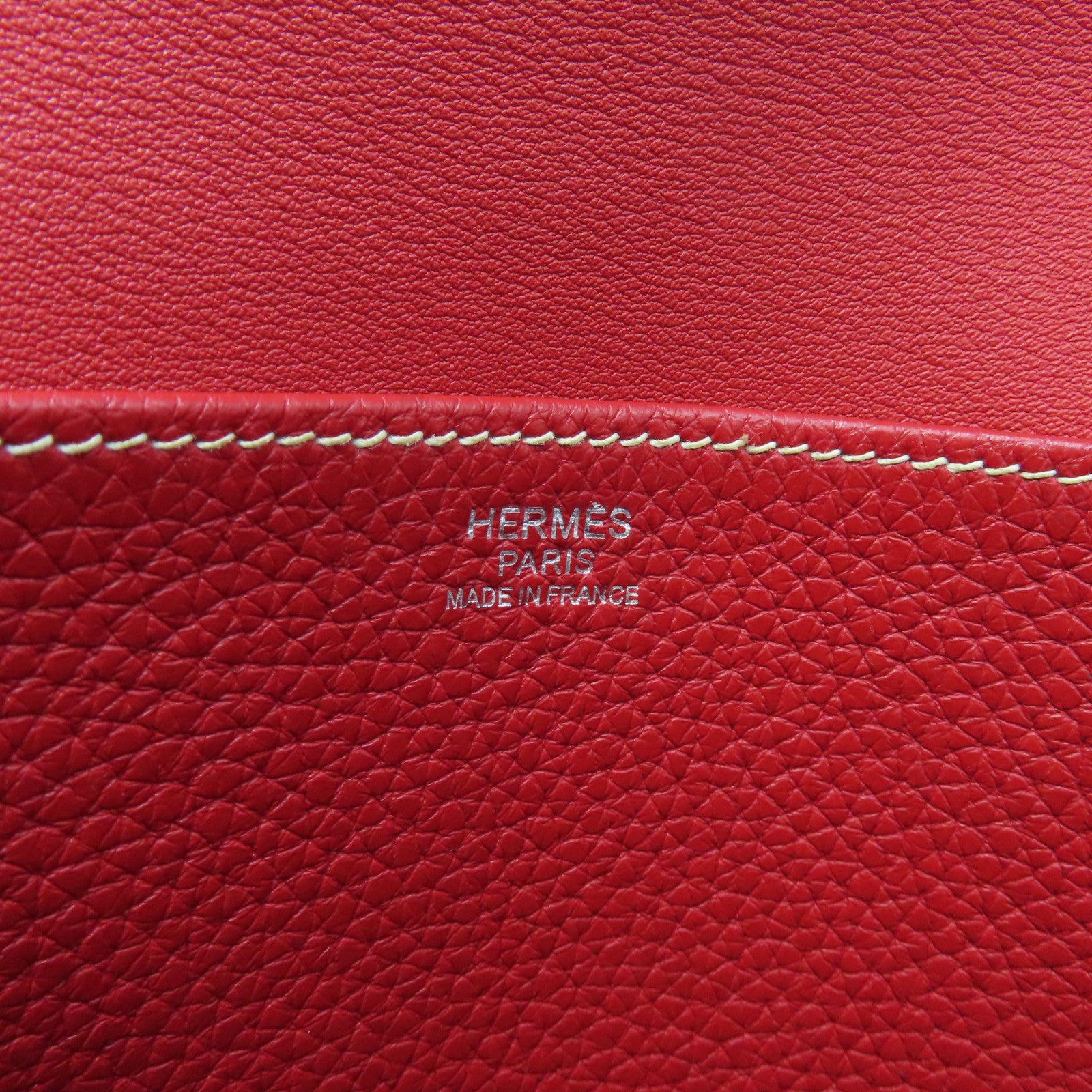 HERMES Clemence皮革Halzan 31银扣手挽肩背袋红色