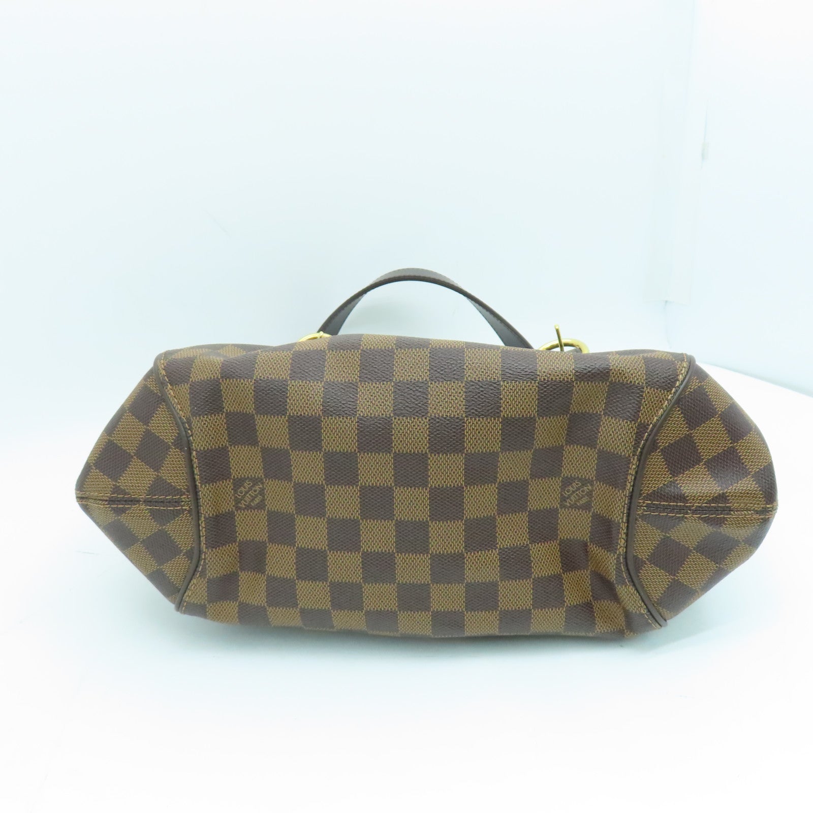 LOUIS VUITTON Damier Sistina PM Gold Buckle Handle Bag Brown