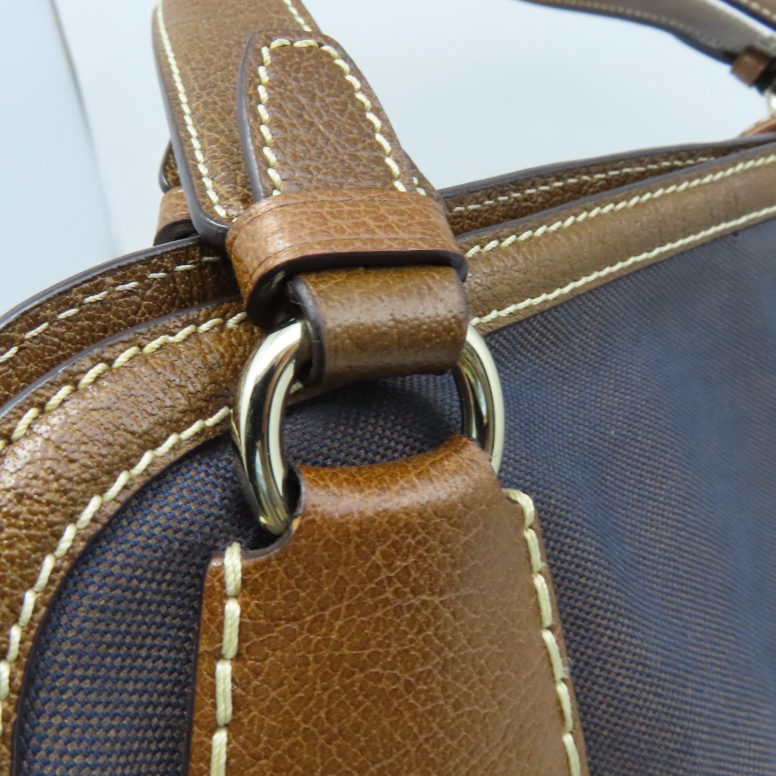 CELINE 帆布Shoulder Bag銀扣肩背袋深藍色