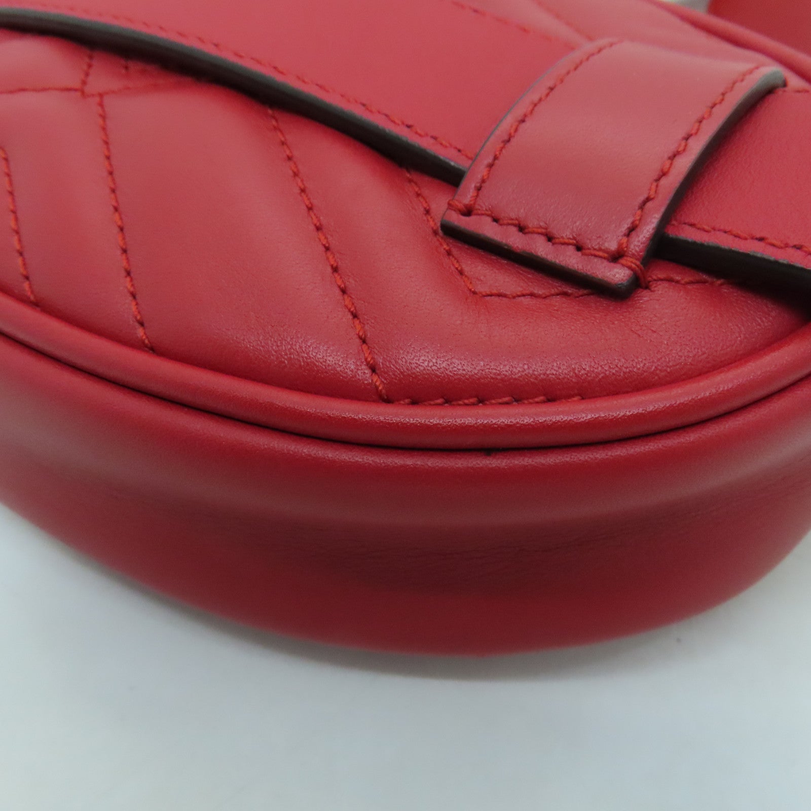 GUCCI 【激減優惠】斜紋牛皮皮革GG Marmont金扣腰包紅色