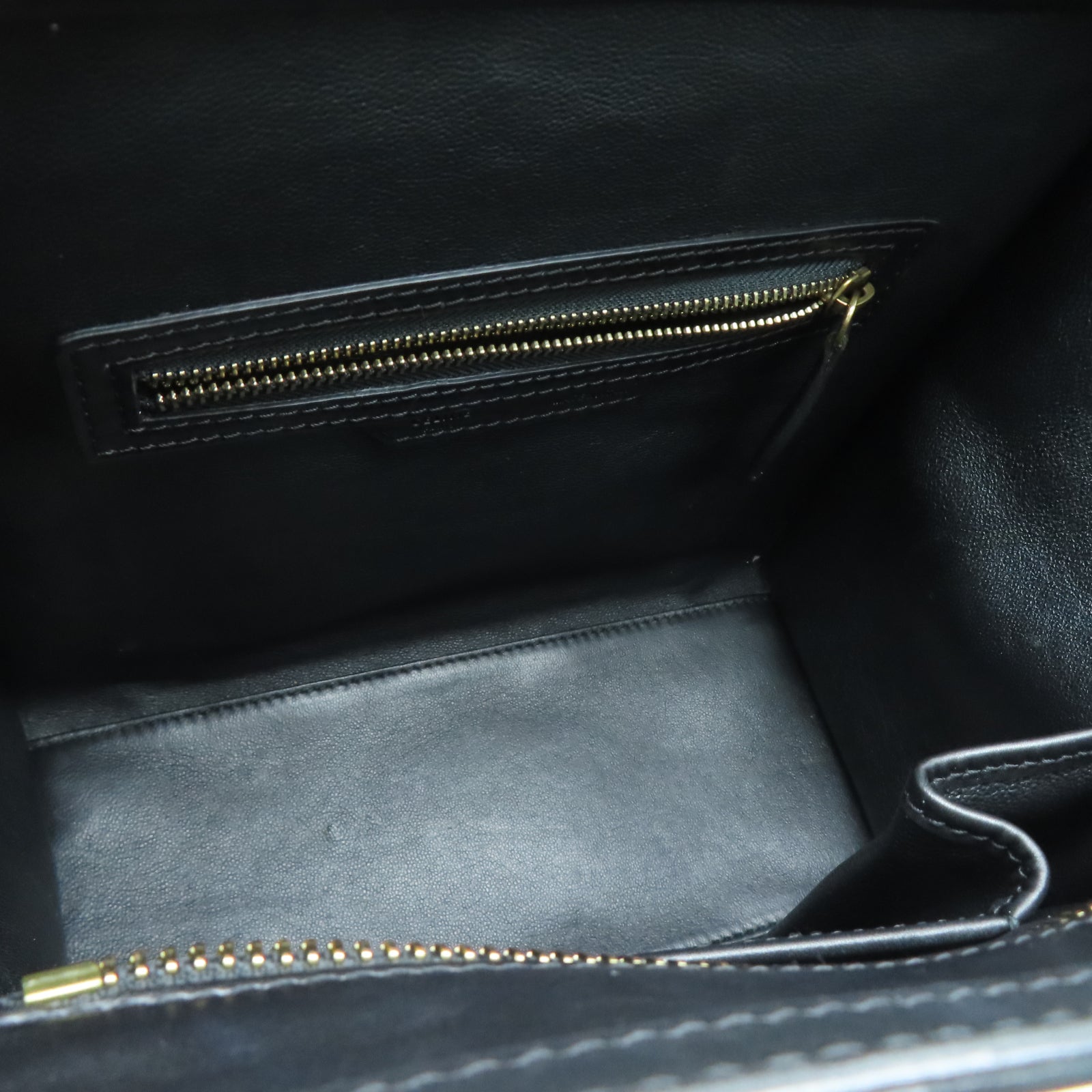 CELINE 蛇皮皮革Mirco Luggage金扣肩背袋黑色/米色