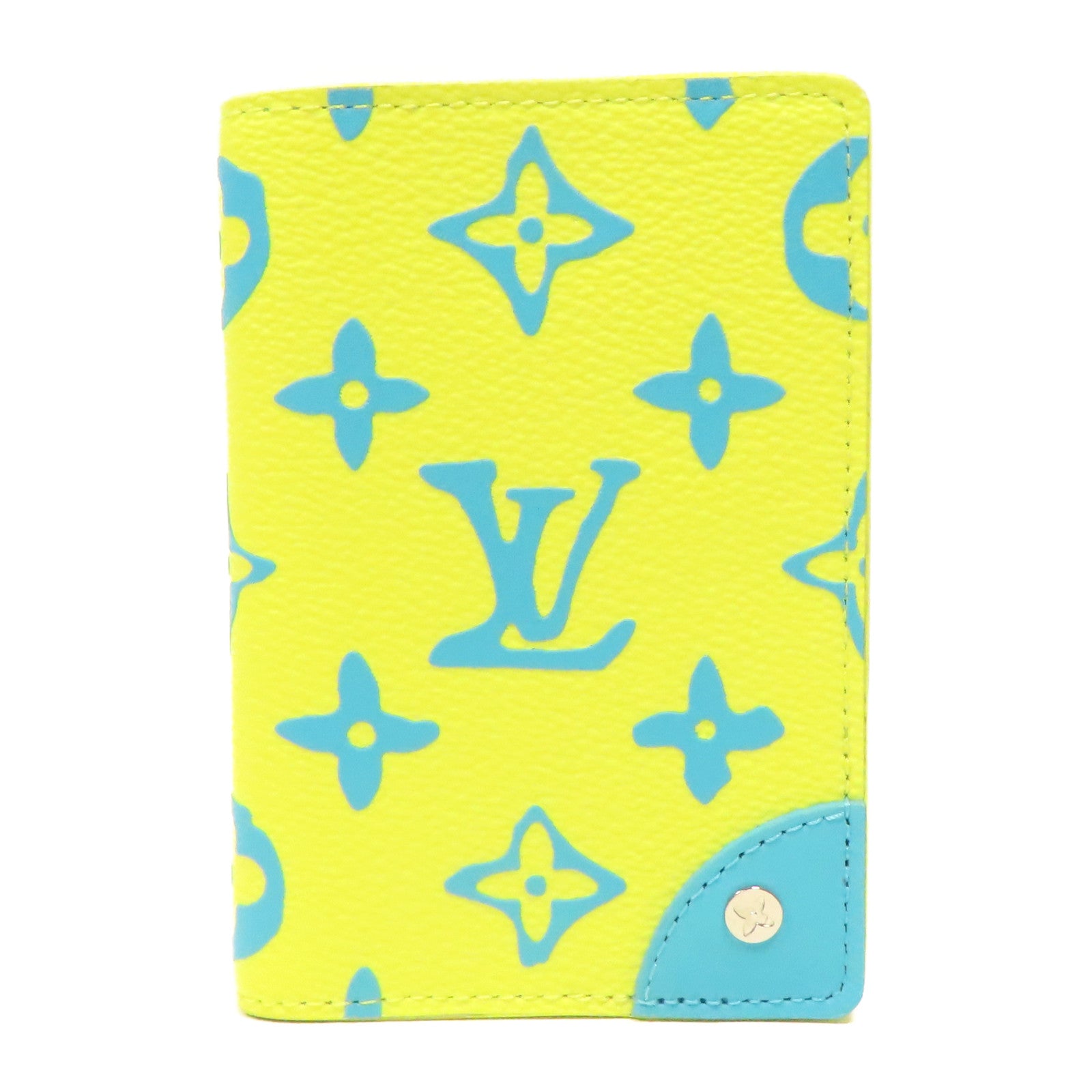 LOUIS VUITTON Monogram Card Case銀扣卡片套黃色/藍色