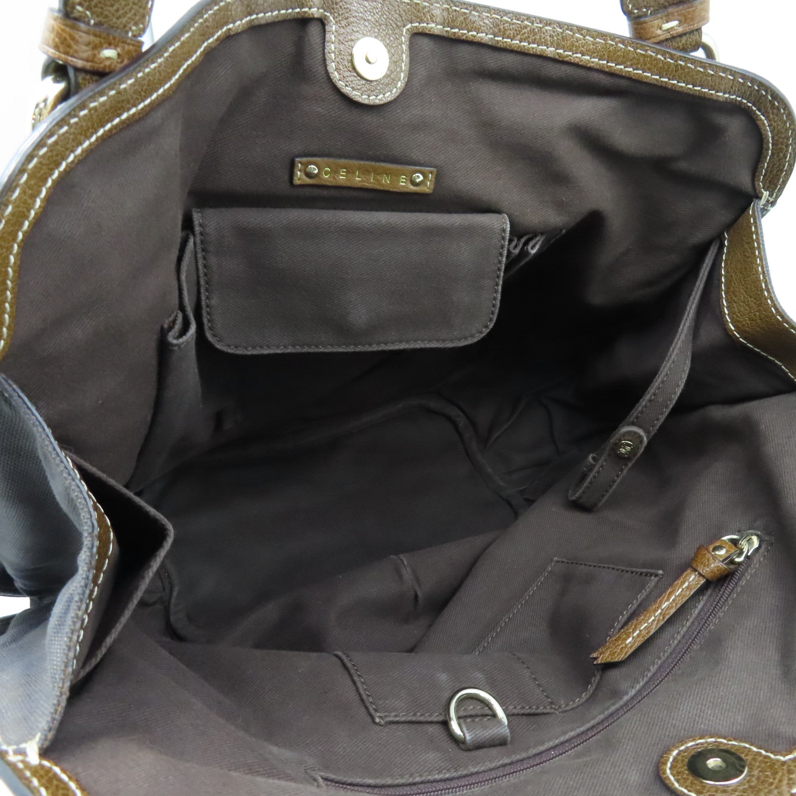 CELINE 帆布Shoulder Bag銀扣肩背袋深藍色