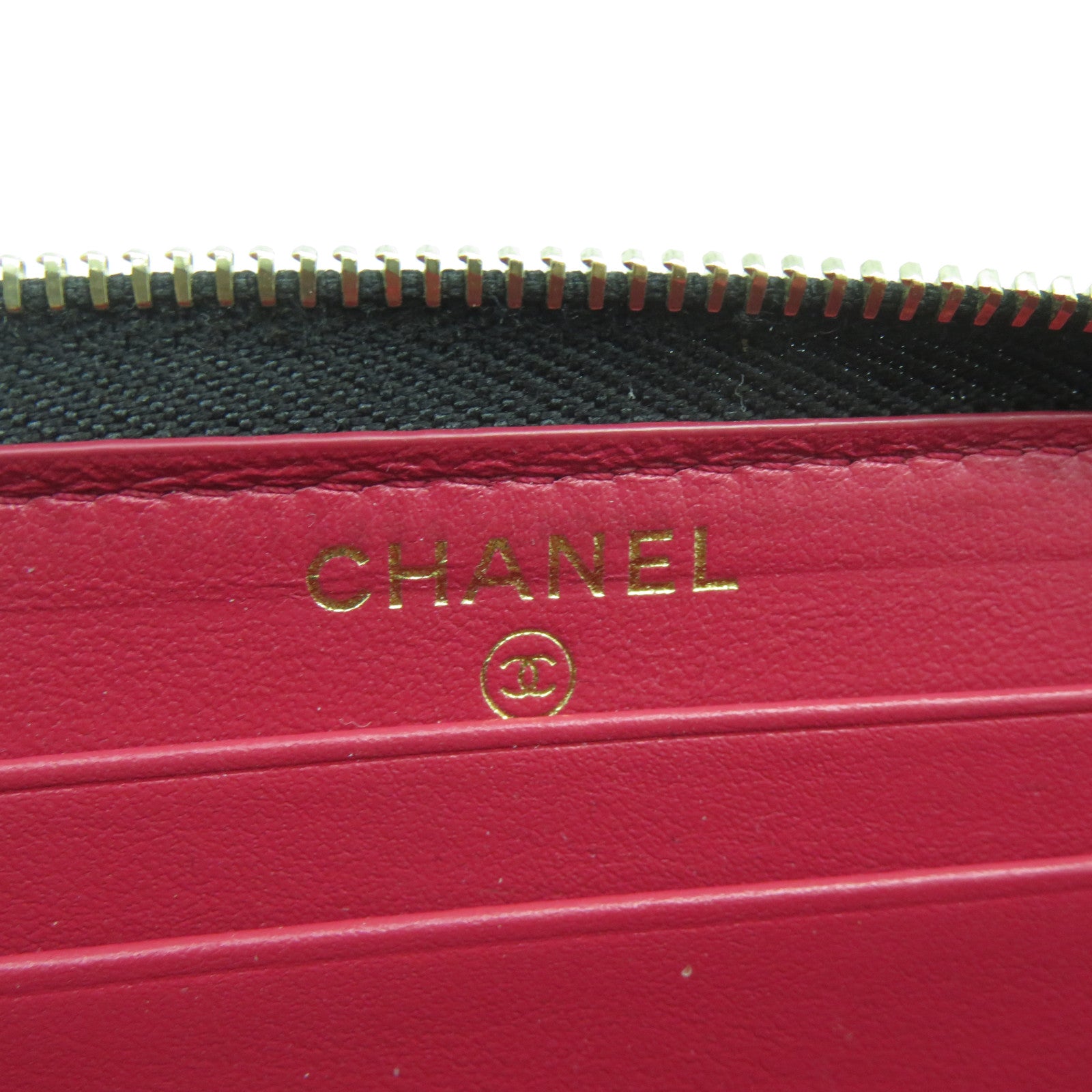 CHANEL 菱格牛皮皮革Wallet金扣錢包黑色
