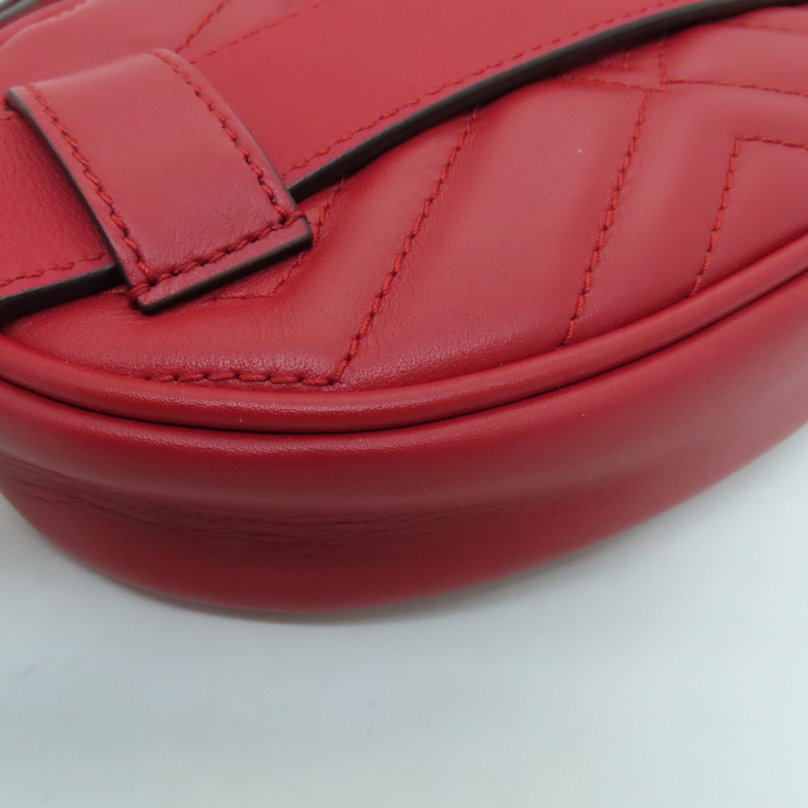 GUCCI 【激減優惠】斜紋牛皮皮革GG Marmont金扣腰包紅色