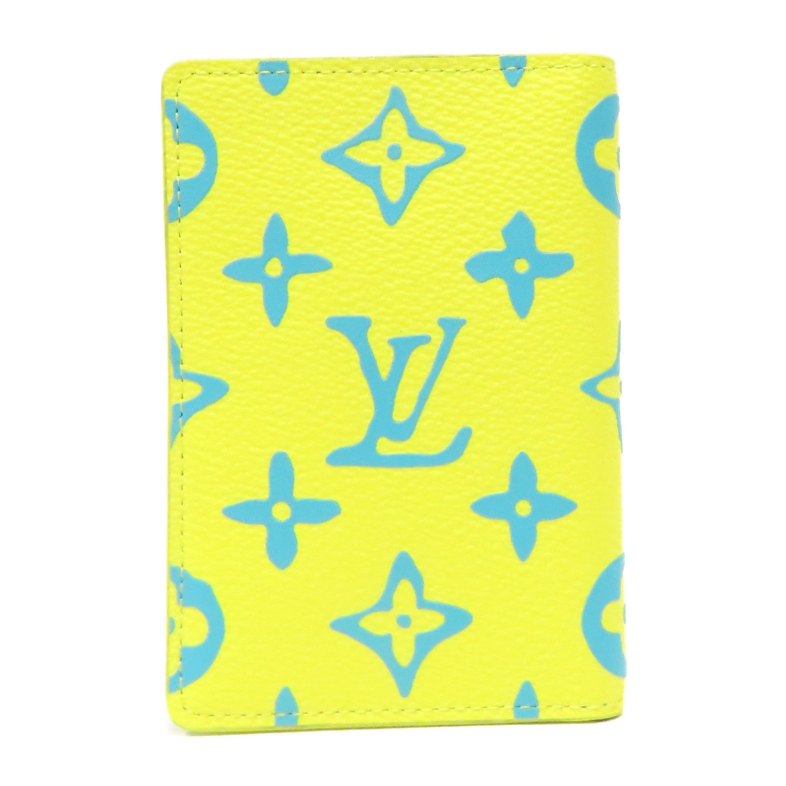 LOUIS VUITTON Monogram Card Case銀扣卡片套黃色/藍色