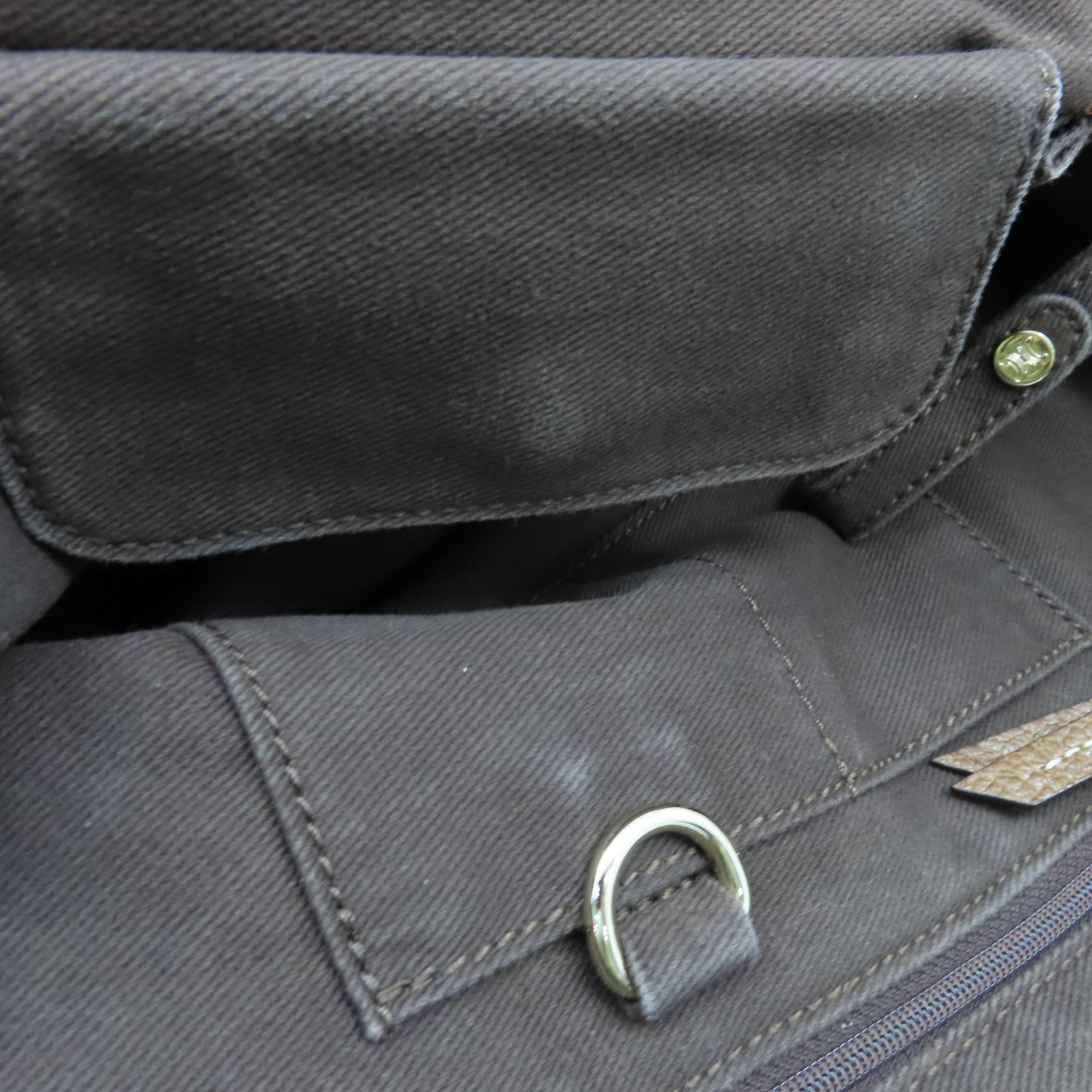 CELINE 帆布Shoulder Bag銀扣肩背袋深藍色