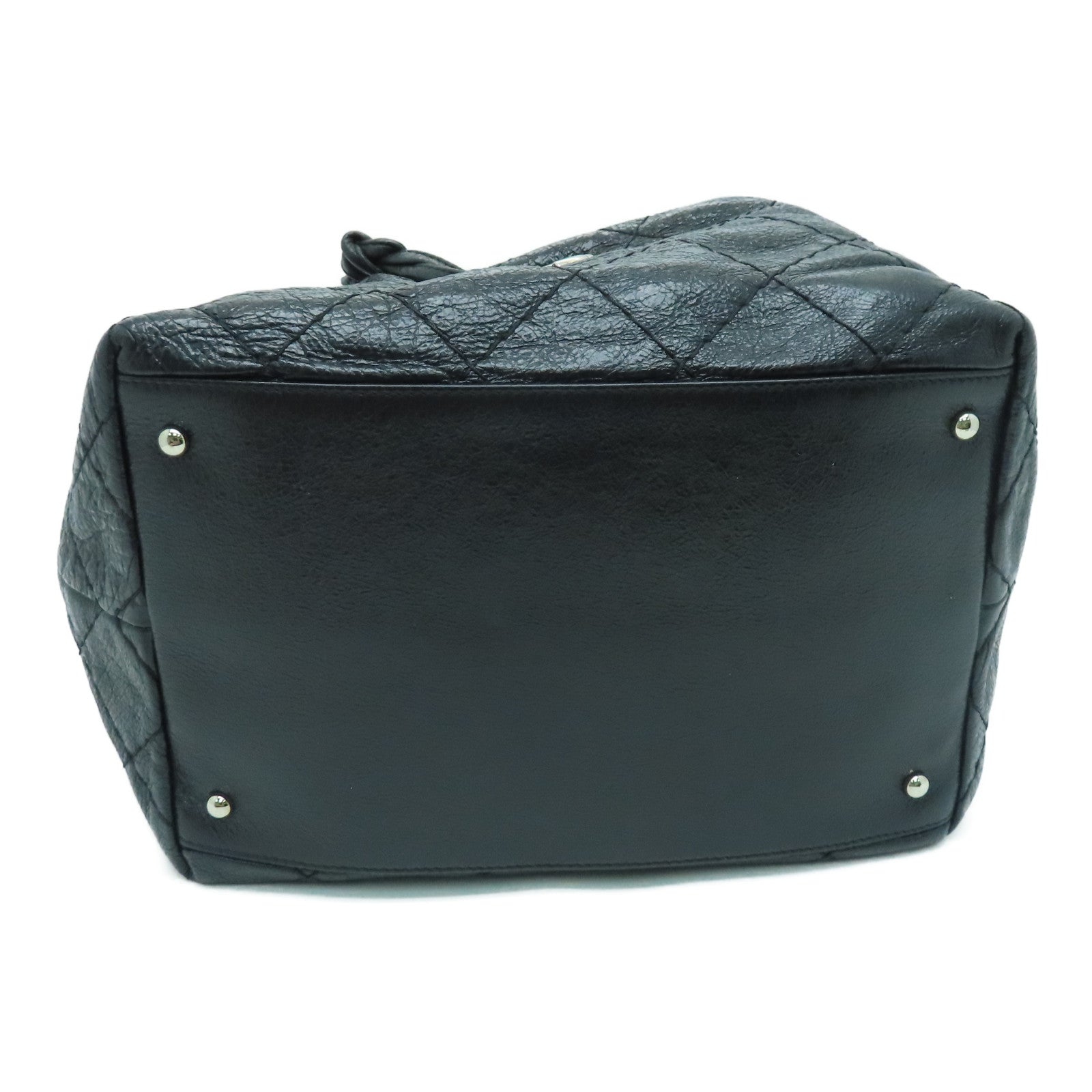 CHANEL 菱格牛皮皮革Shoulder Bag银扣肩背袋黑色