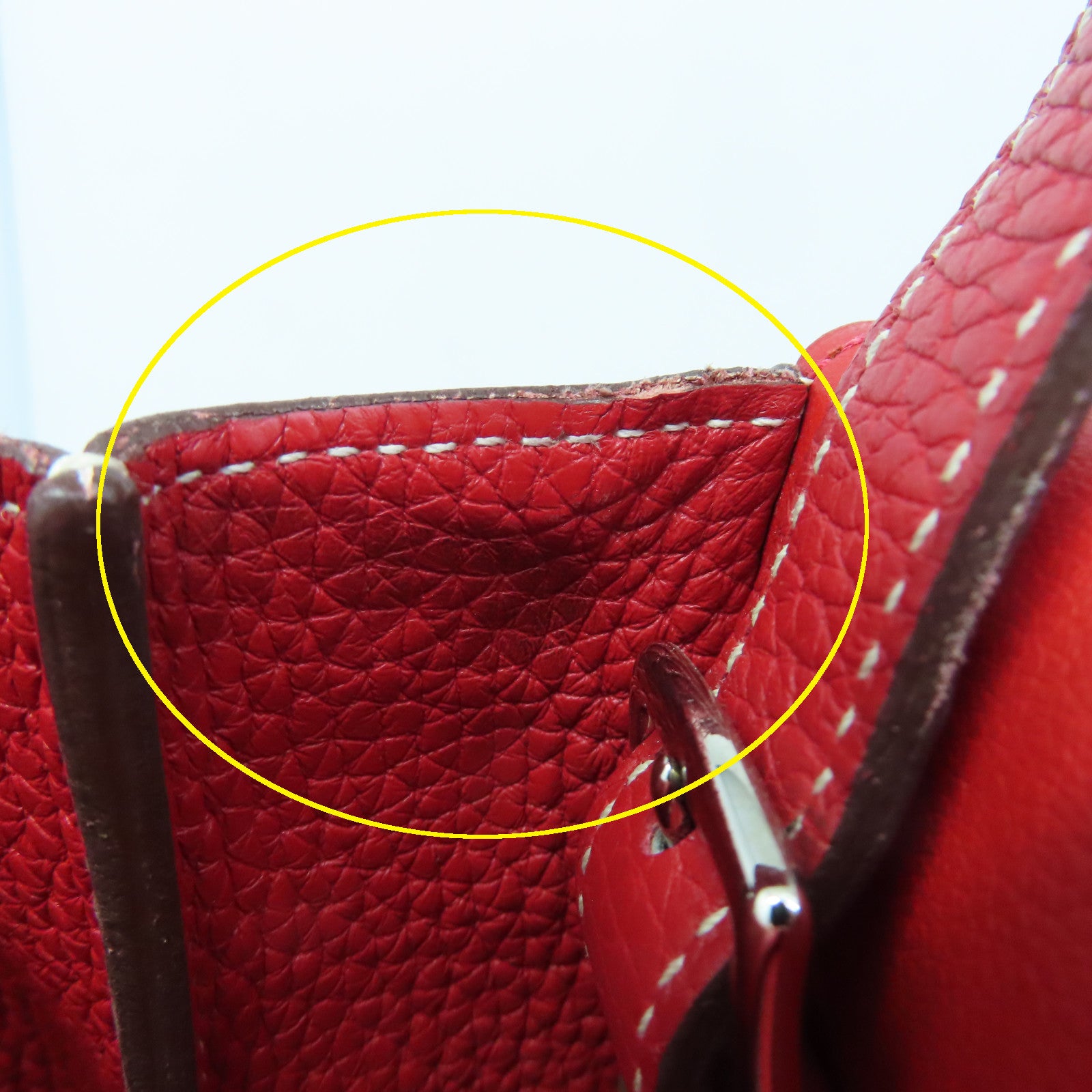 HERMES Clemence皮革Halzan 31银扣手挽肩背袋红色