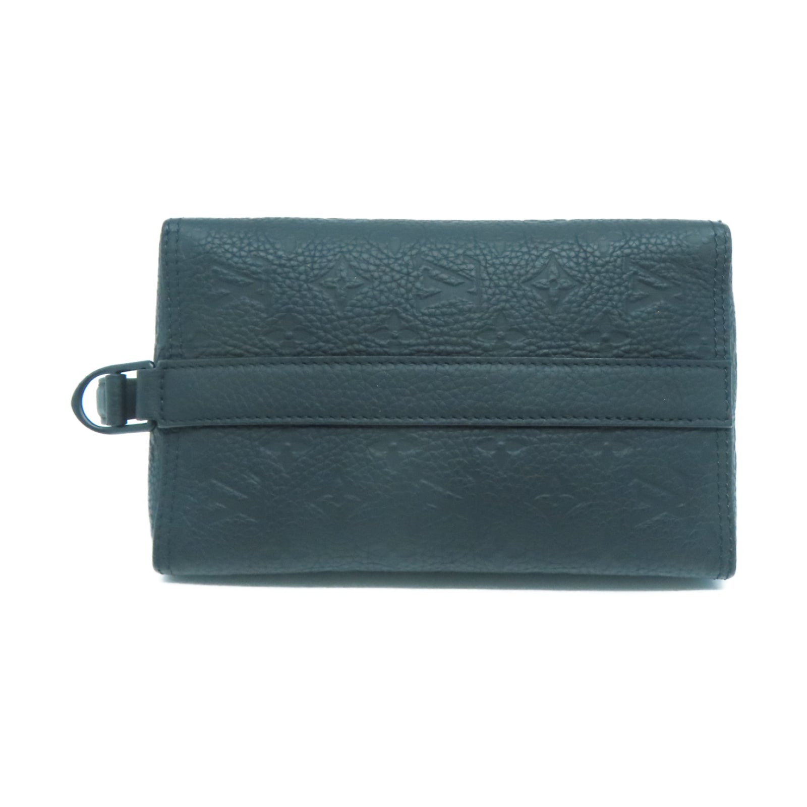 LOUIS VUITTON Monogram Taurillon Triangle Messenger黑扣肩背袋黑色