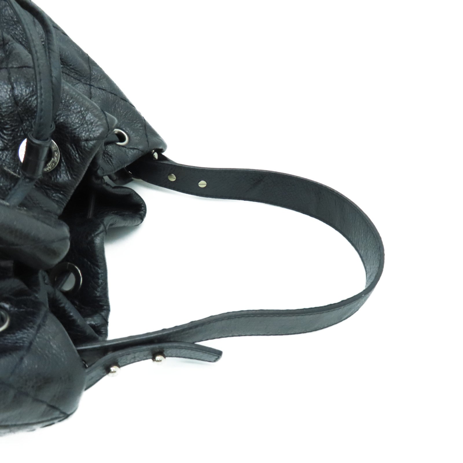 CHANEL 菱格牛皮皮革Shoulder Bag银扣肩背袋黑色