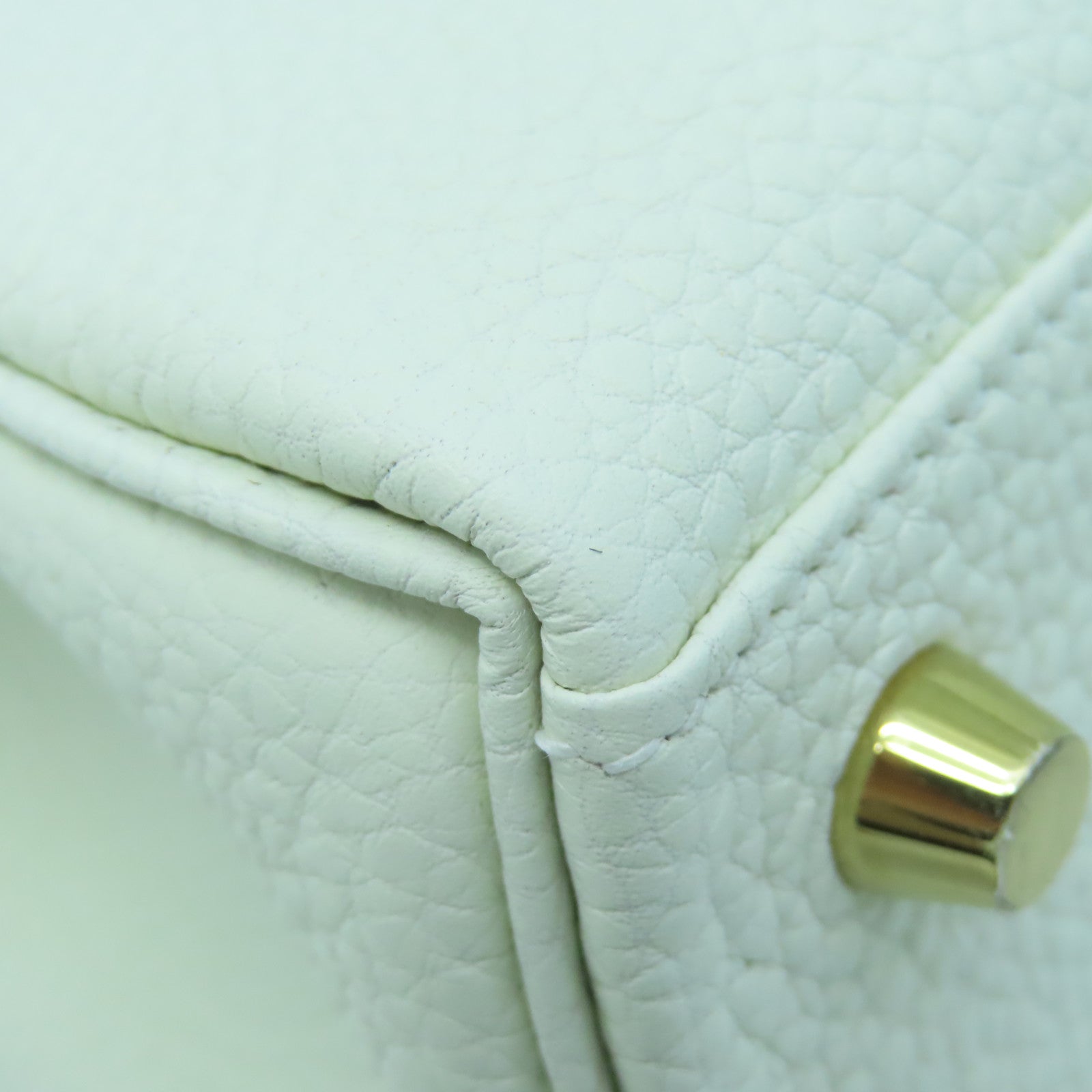HERMES Togo Leather Kelly 25 Gold Buckle Handle Shoulder Bag White