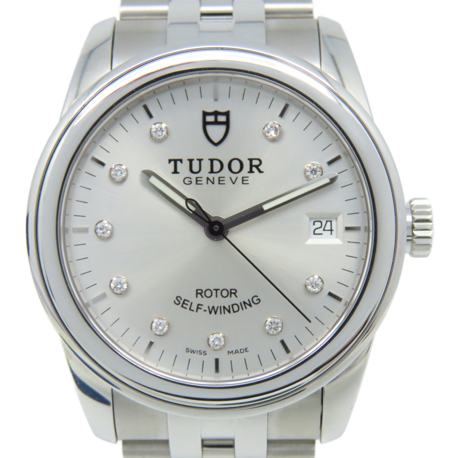 TUDOR Glamour Date Watch不鏽鋼自動機芯手錶銀色