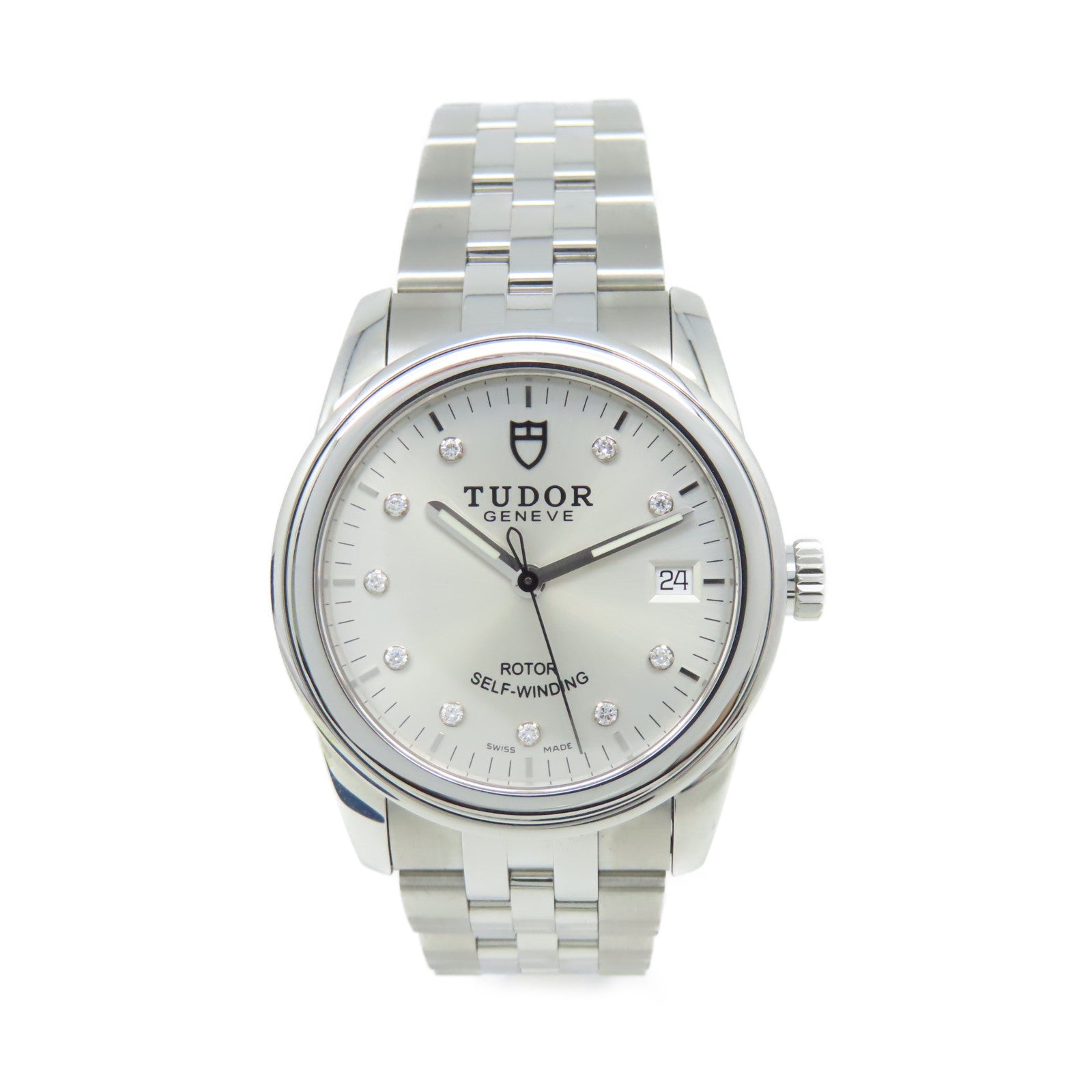 TUDOR Glamour Date Watch不鏽鋼自動機芯手錶銀色