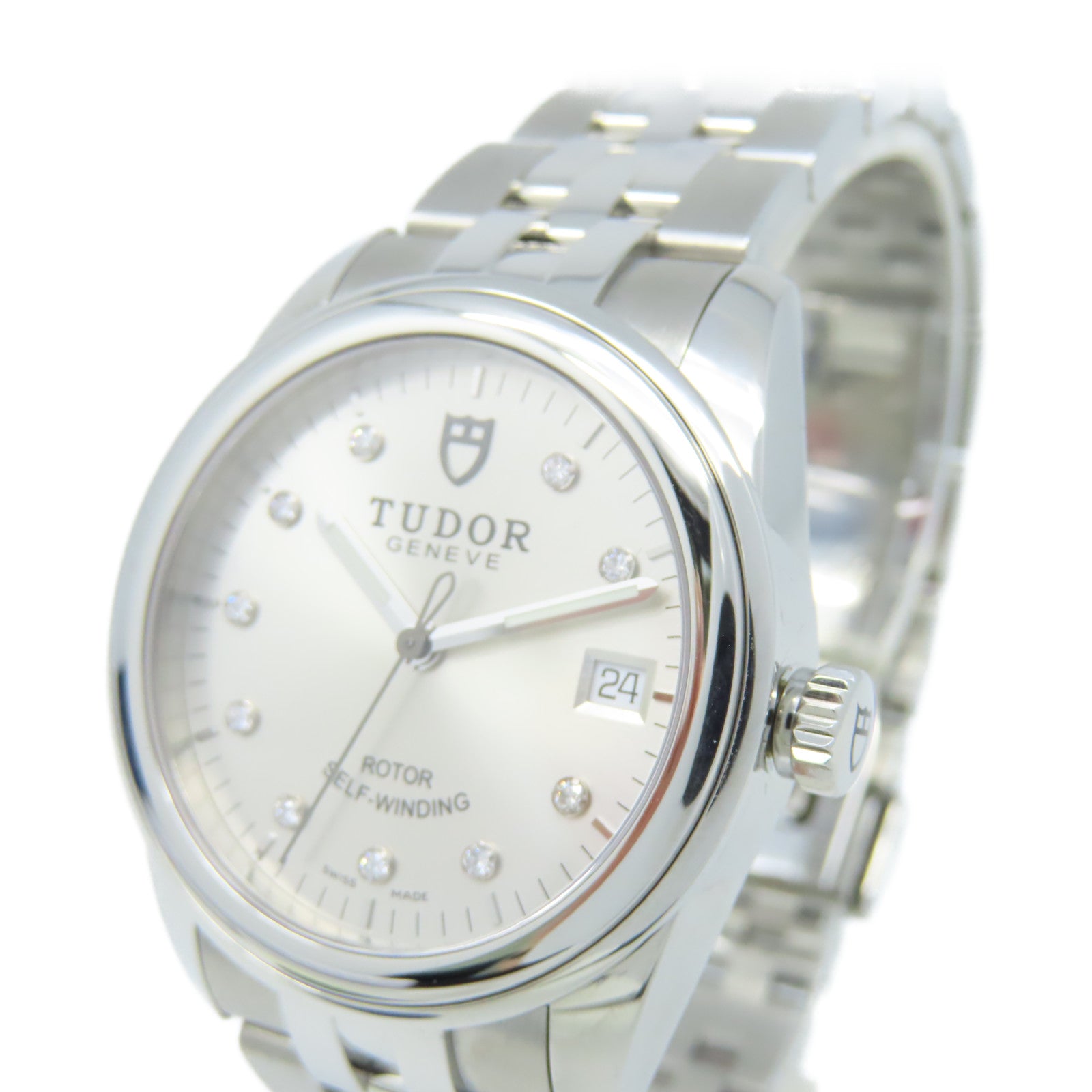 TUDOR Glamour Date Watch不鏽鋼自動機芯手錶銀色