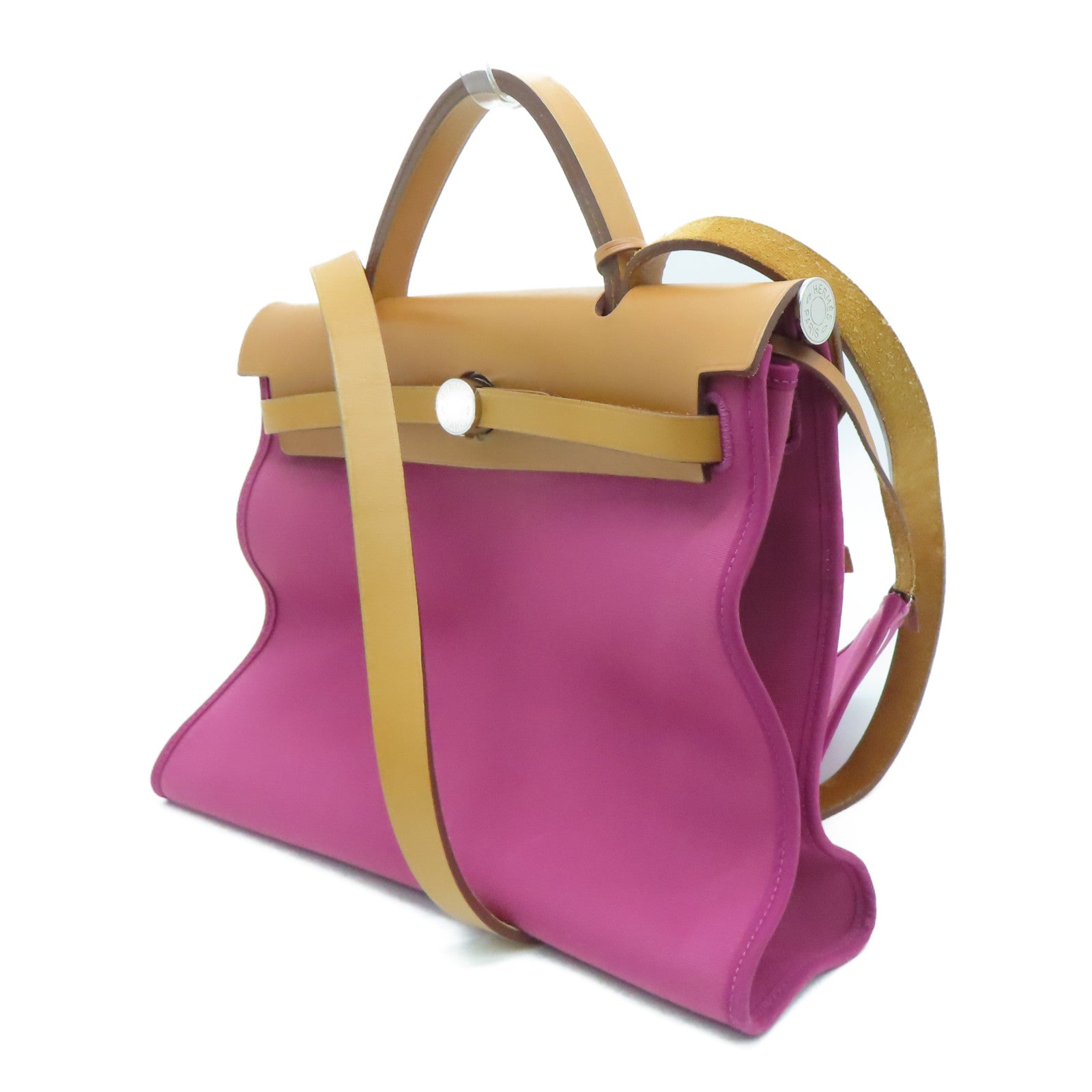 HERMES 帆布Herbag PM银扣肩背袋Tosca