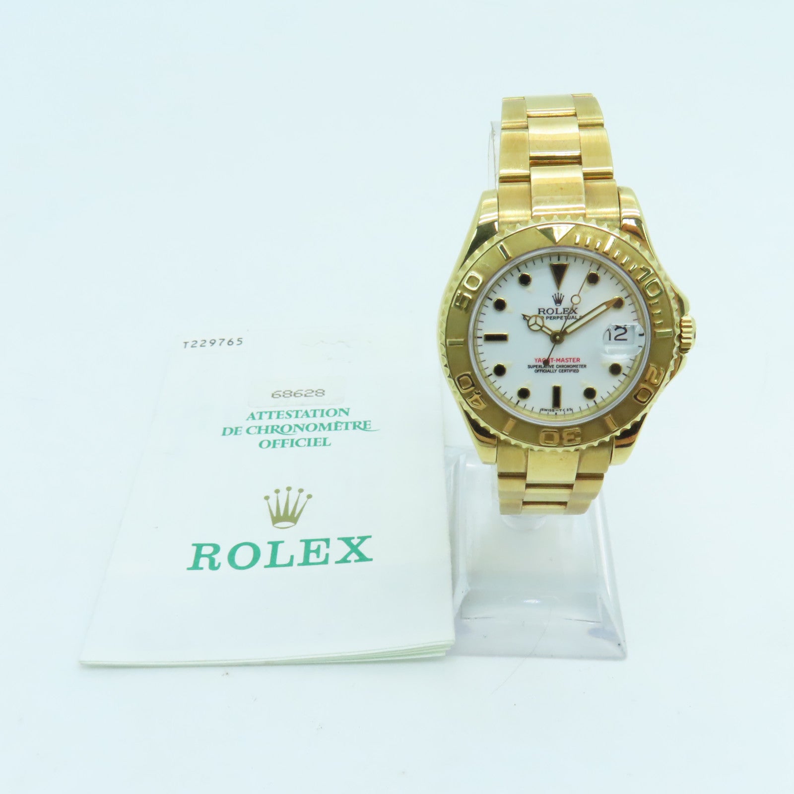 ROLEX Yacht Master 18K黃金手錶自動機芯白色