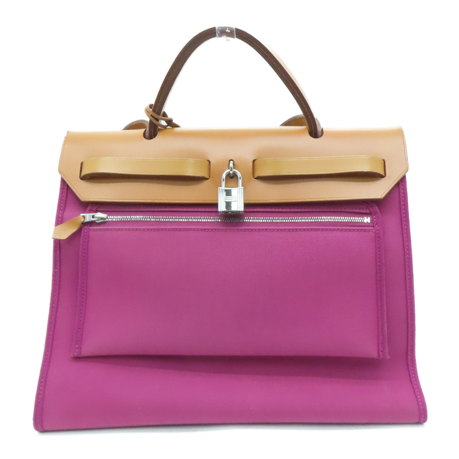 HERMES 帆布Herbag PM银扣肩背袋Tosca