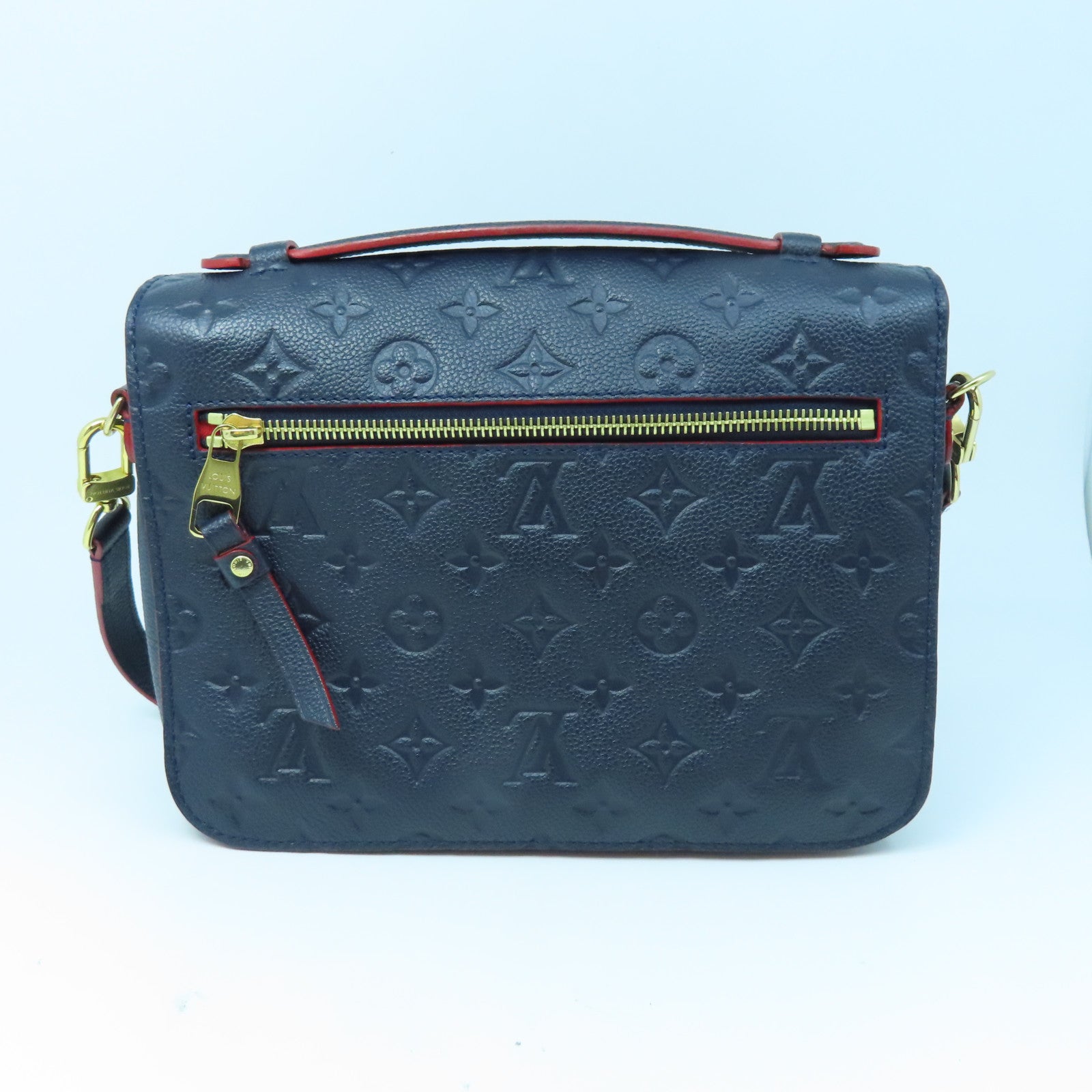 LOUIS VUITTON Monogram Empreinte Pochette Metis金扣手挽肩背兩用袋藍色