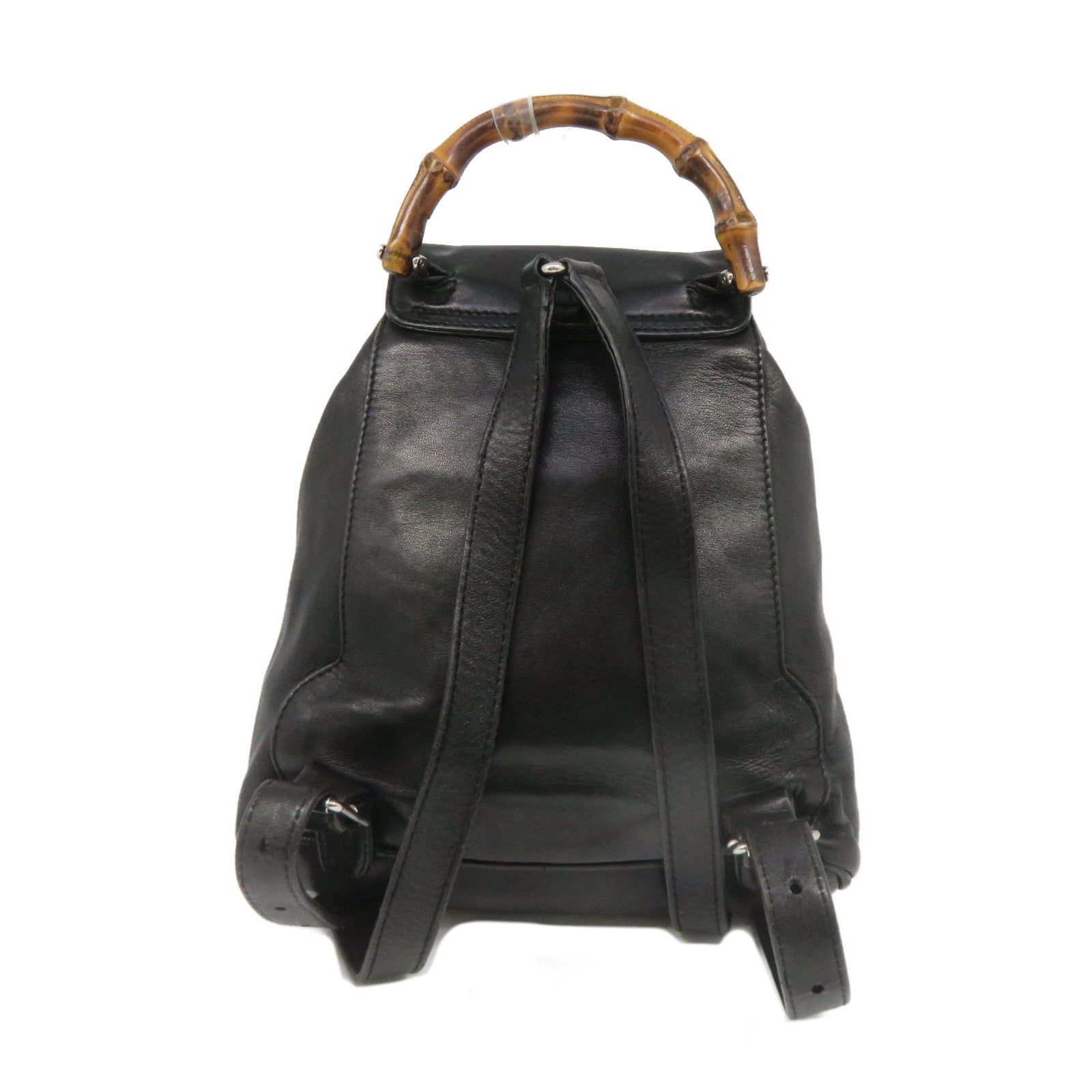 GUCCI 牛皮皮革Backpack銀扣背包黑色