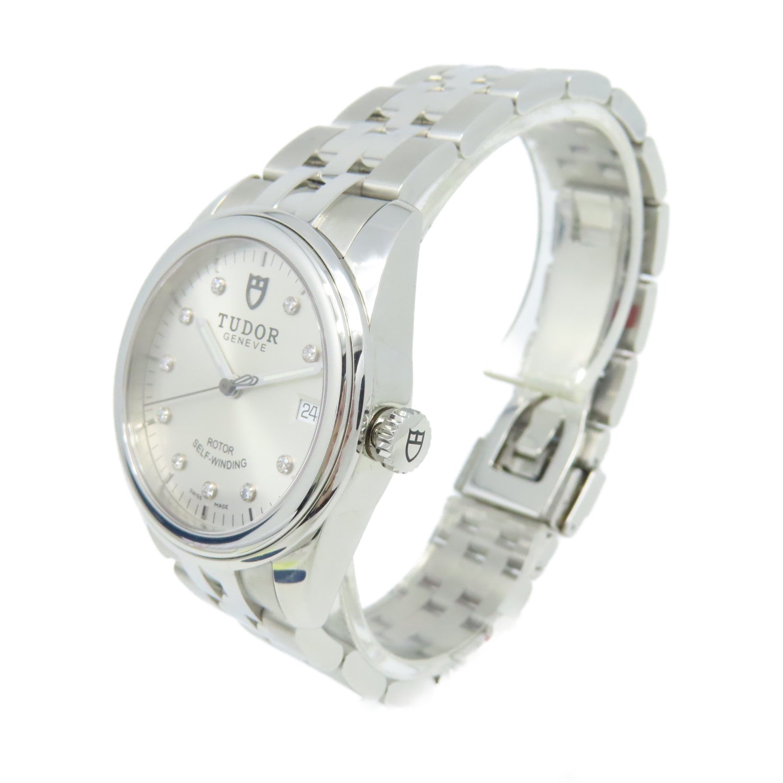 TUDOR Glamour Date Watch不鏽鋼自動機芯手錶銀色