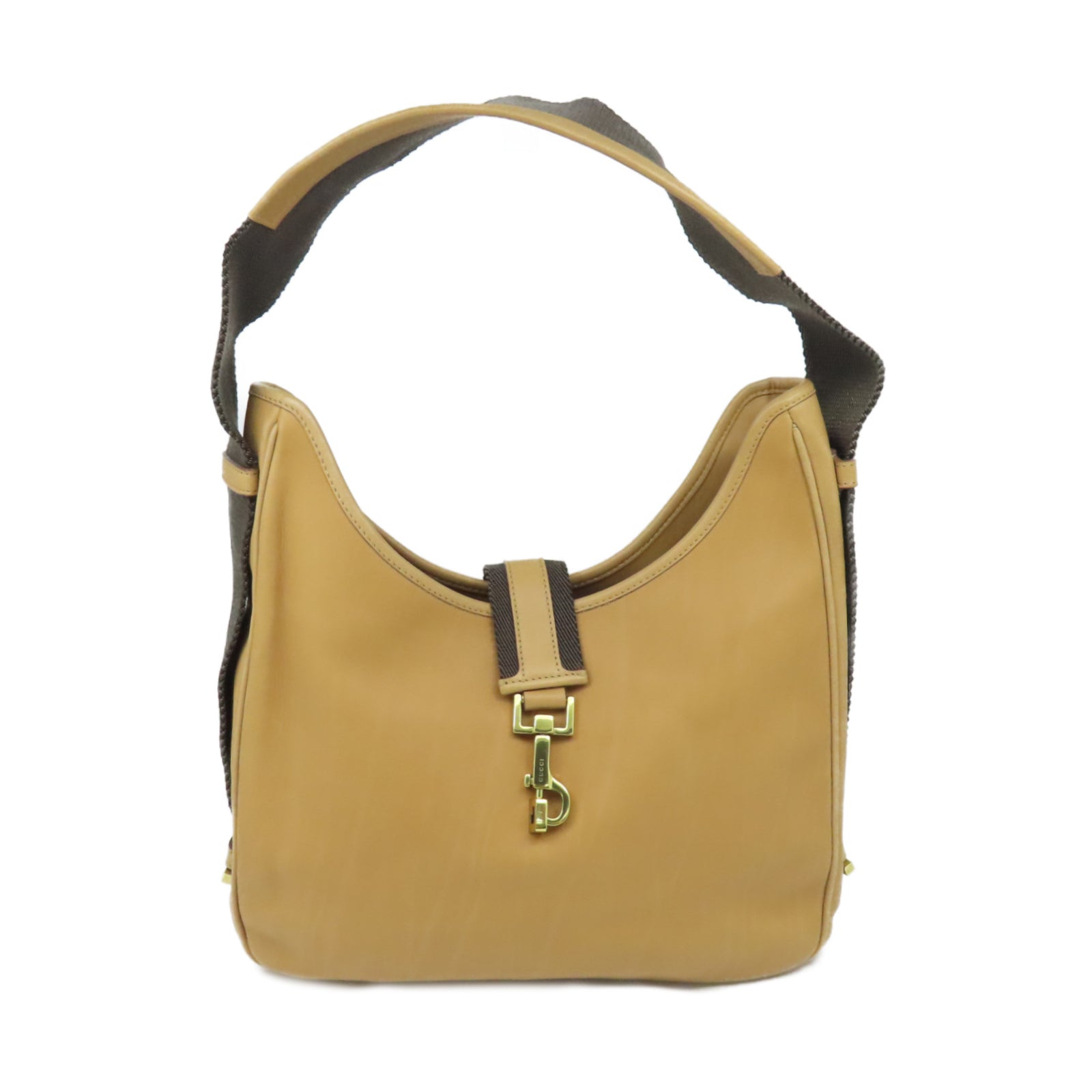 GUCCI 【激減優惠】牛皮皮革Shoulder Bag金扣肩背袋啡色