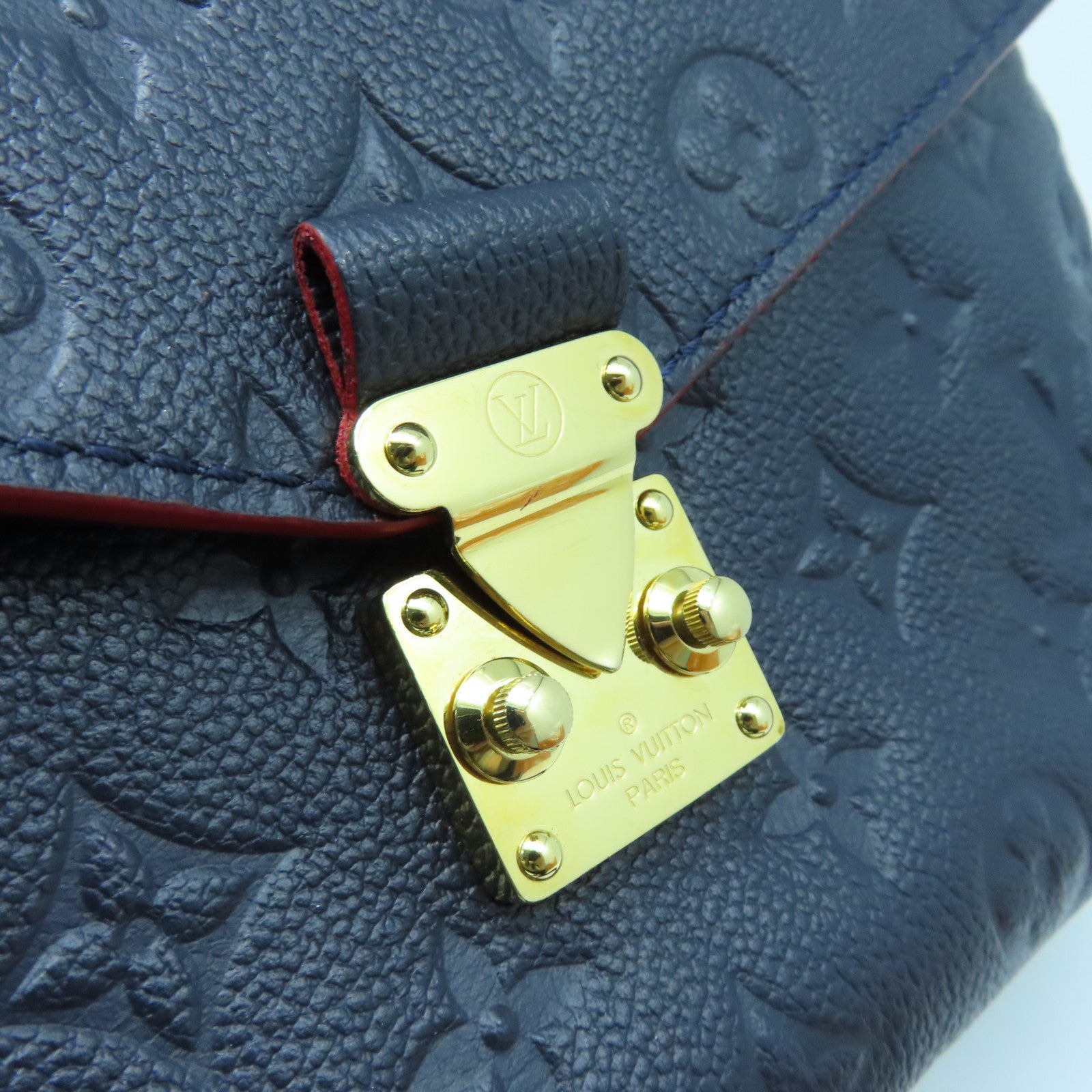 LOUIS VUITTON Monogram Empreinte Pochette Metis金扣手挽肩背兩用袋藍色