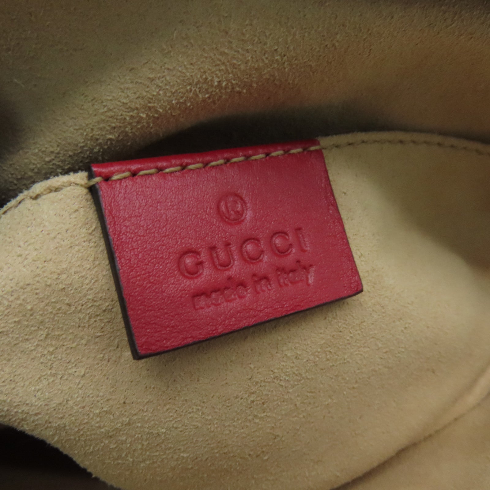 GUCCI 【激減優惠】斜紋牛皮皮革GG Marmont金扣腰包紅色