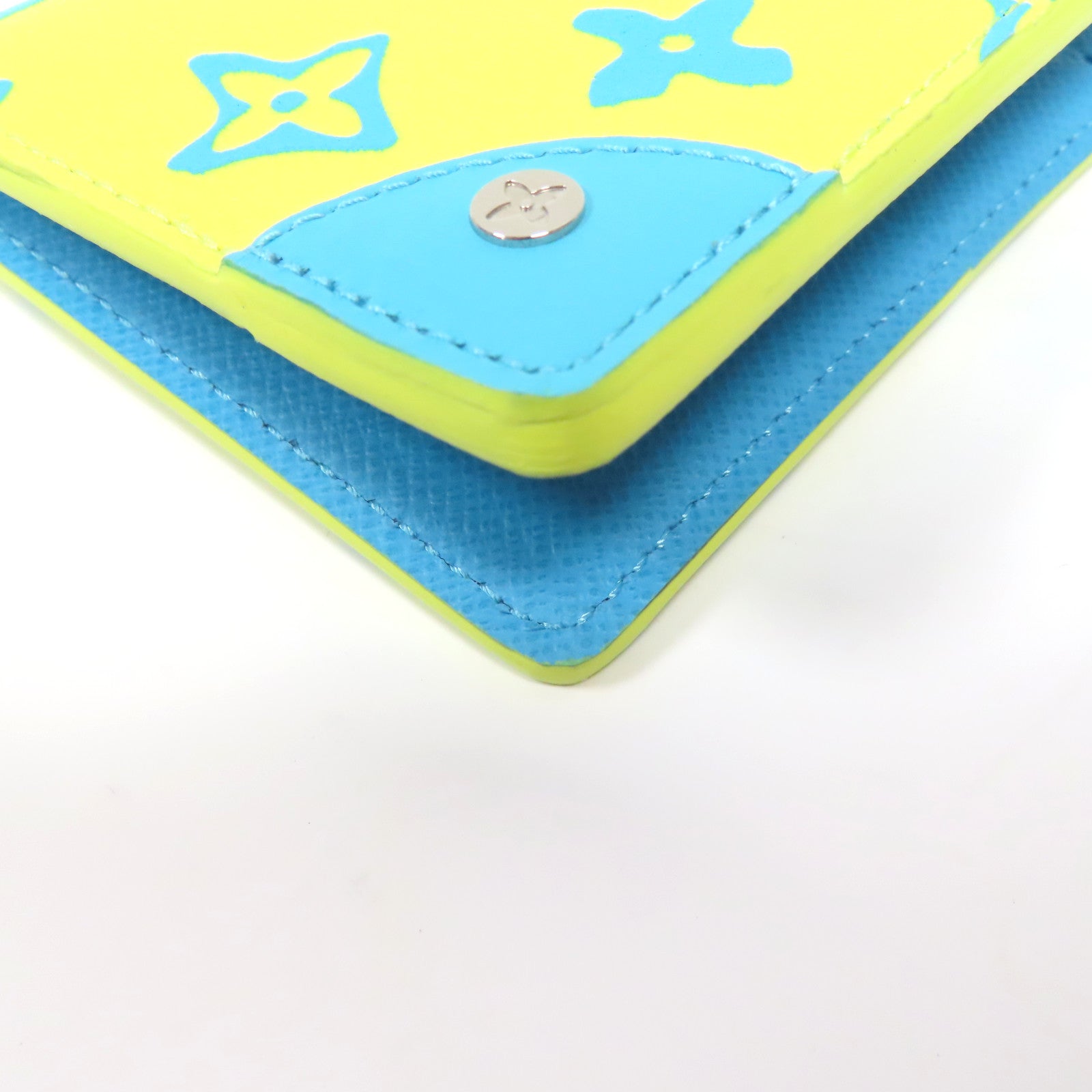 LOUIS VUITTON Monogram Card Case銀扣卡片套黃色/藍色