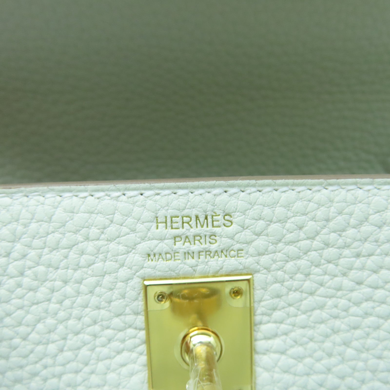 HERMES Togo Leather Kelly 25 Gold Buckle Handle Shoulder Bag White