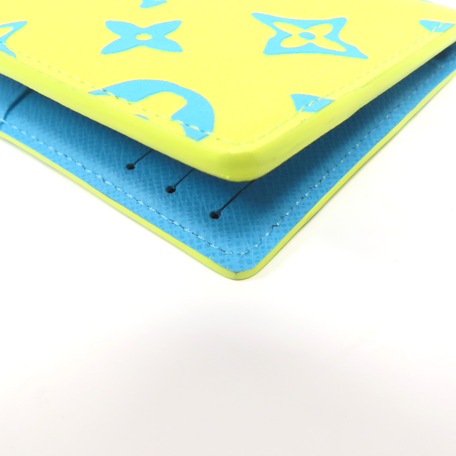 LOUIS VUITTON Monogram Card Case銀扣卡片套黃色/藍色